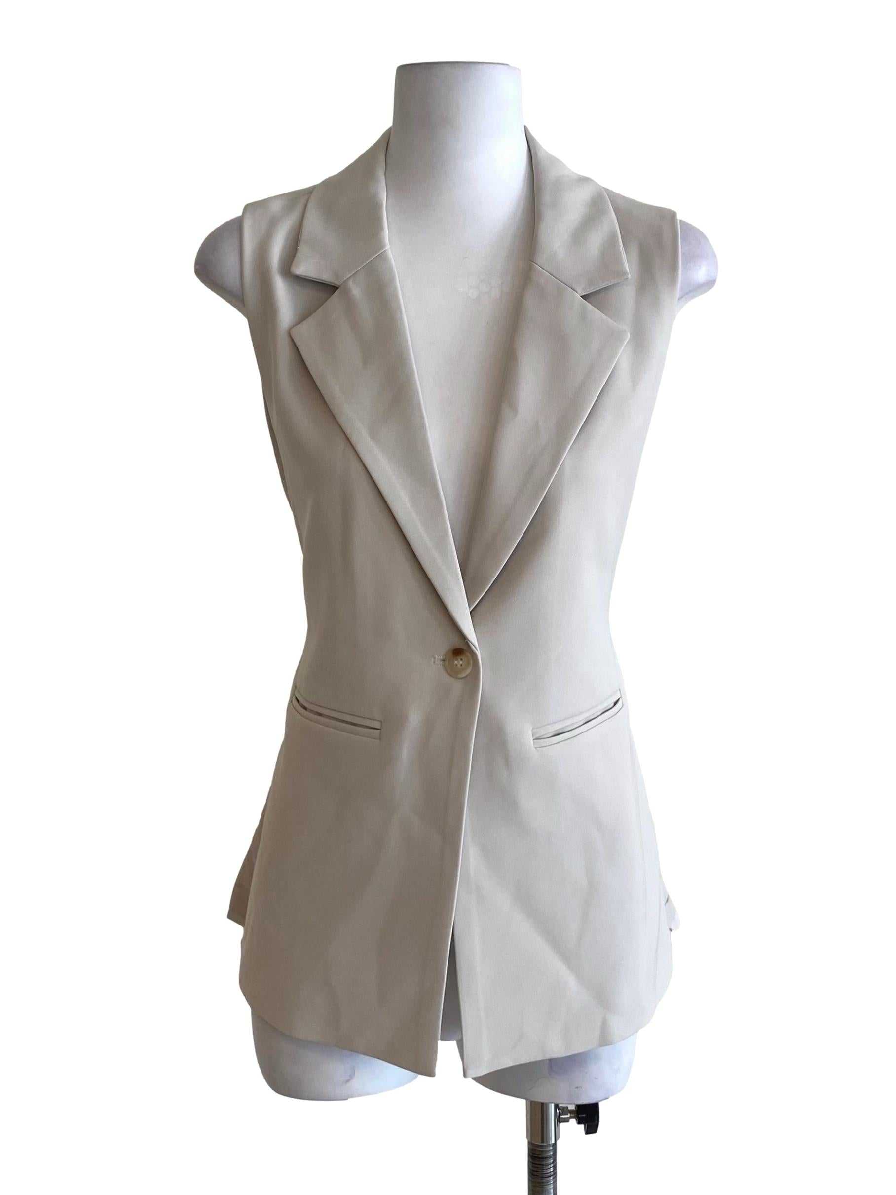 Pearl Beige V-Neck Waistcoat Vest