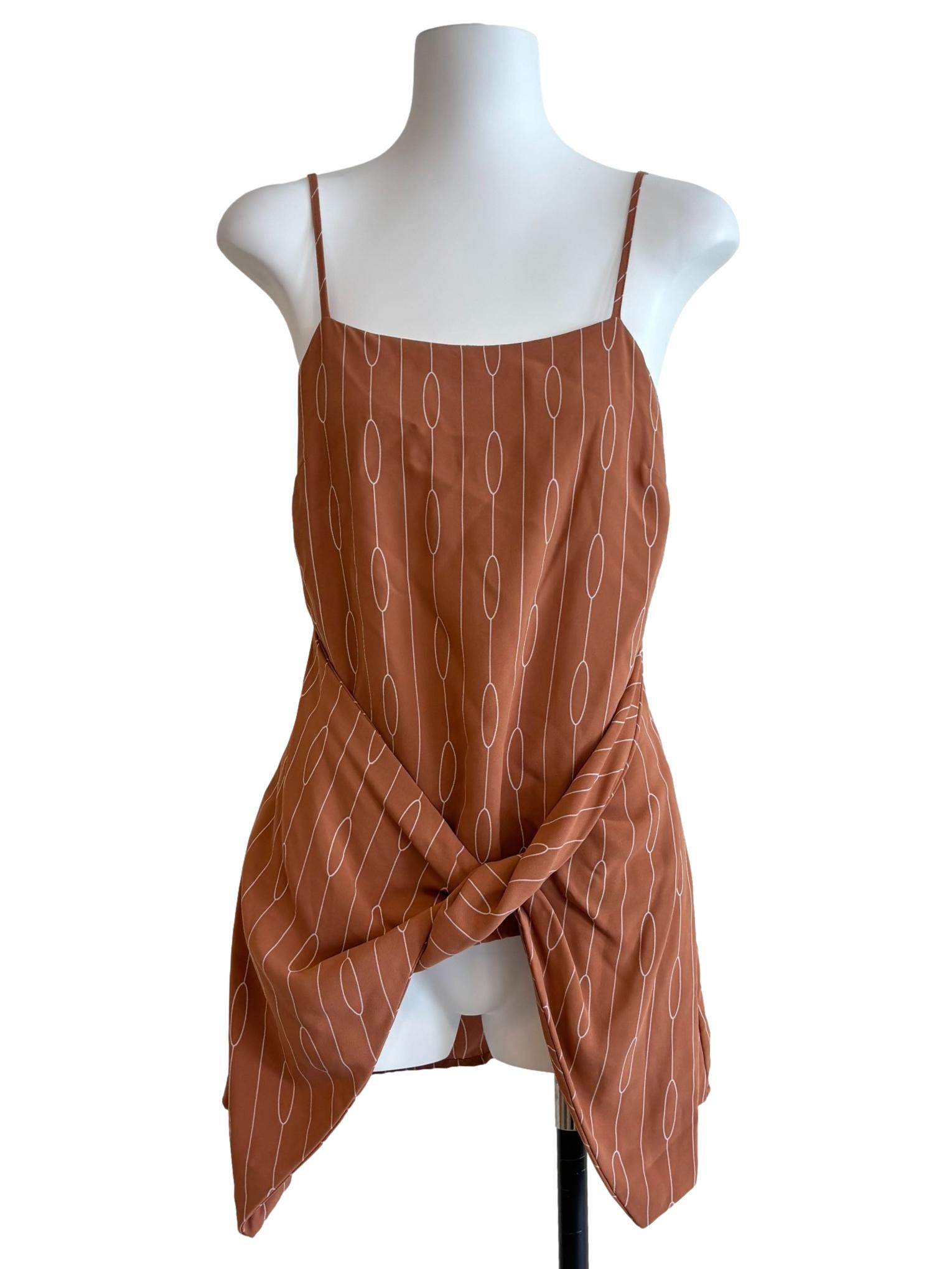 Adobe Brown Front Twist Top