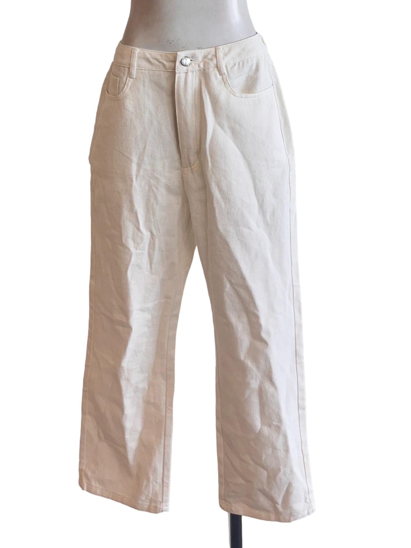 White Textured Pants