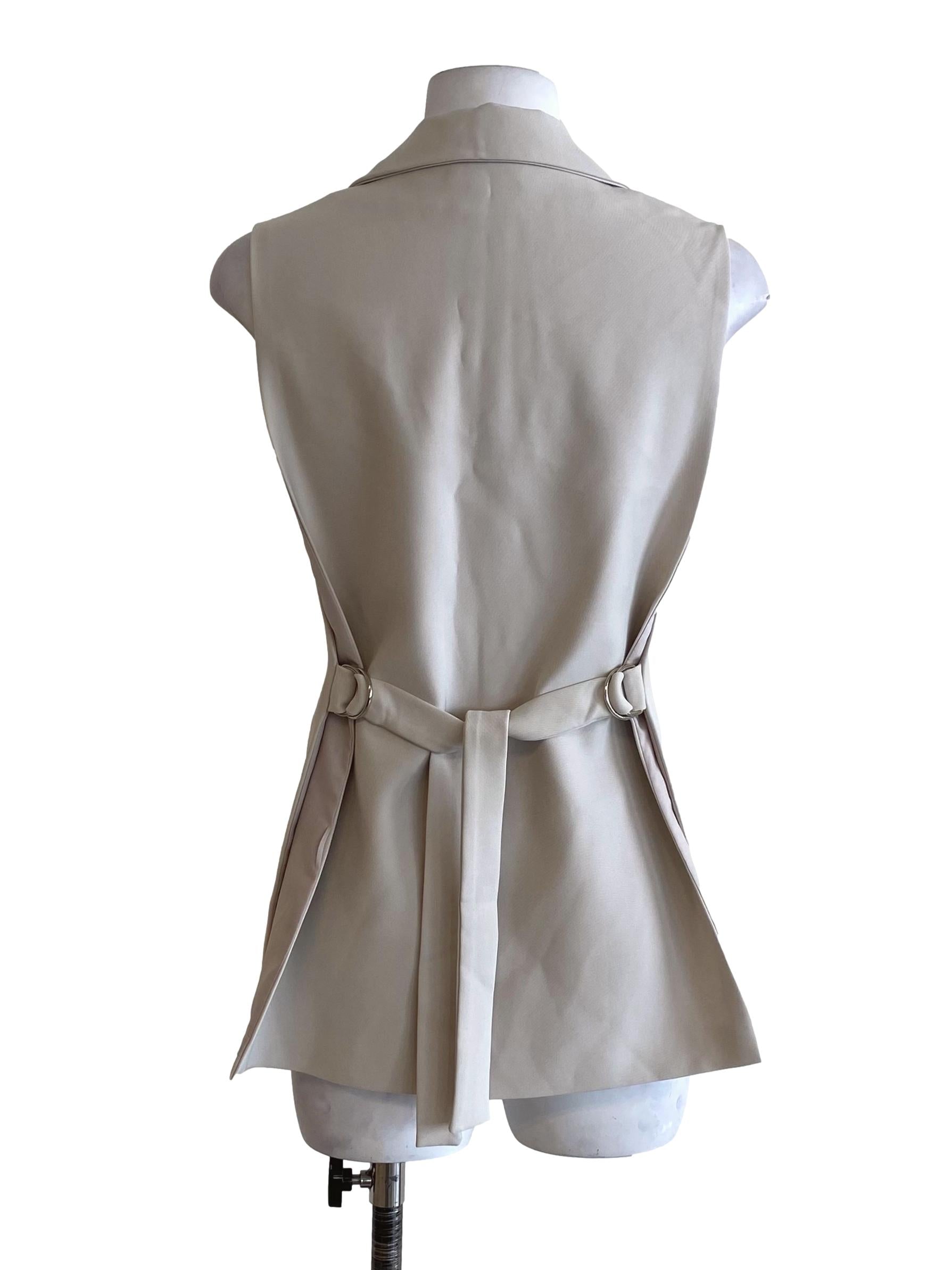 Pearl Beige V-Neck Waistcoat Vest