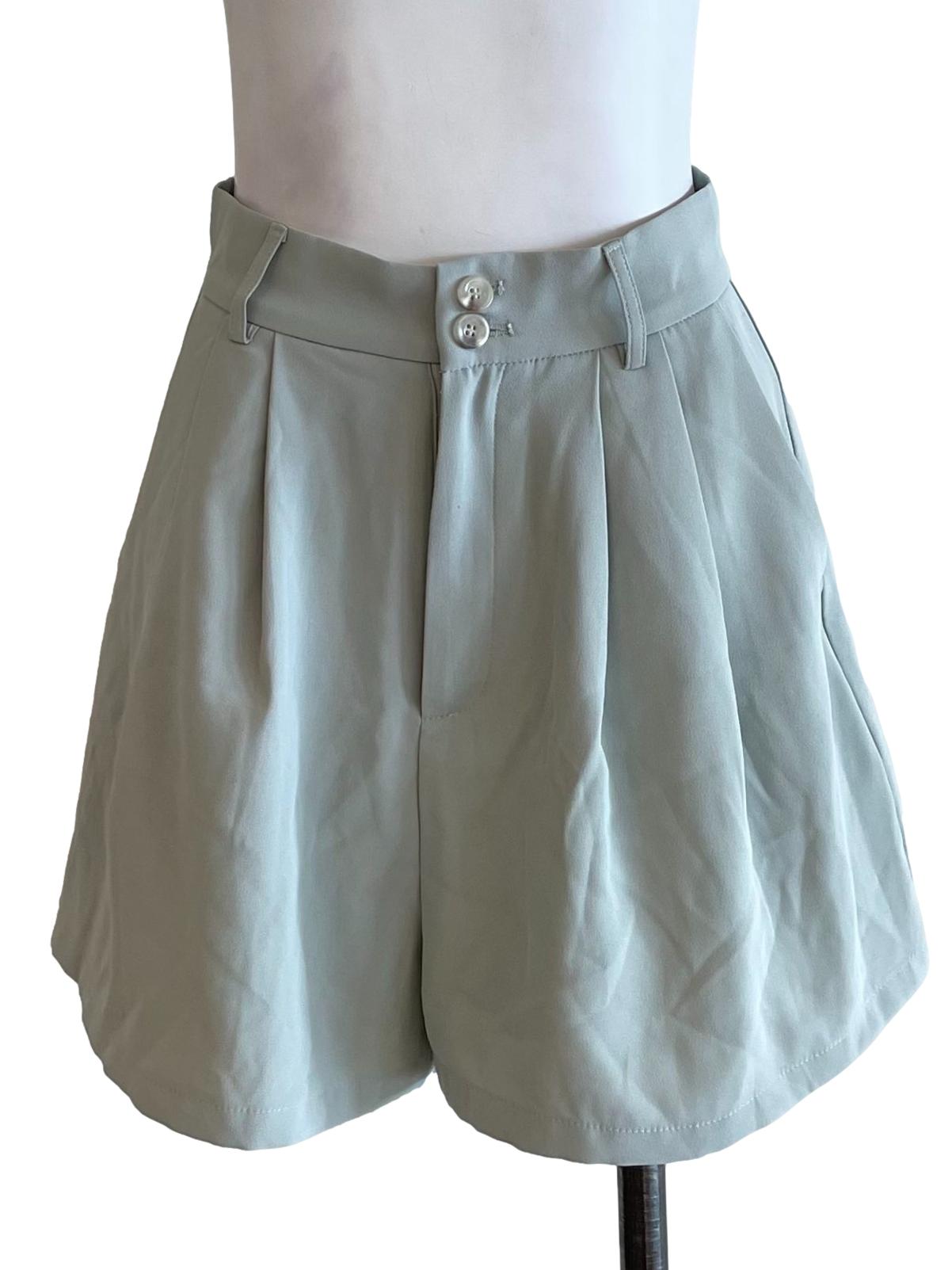 Pistachio Green Pleated Shorts