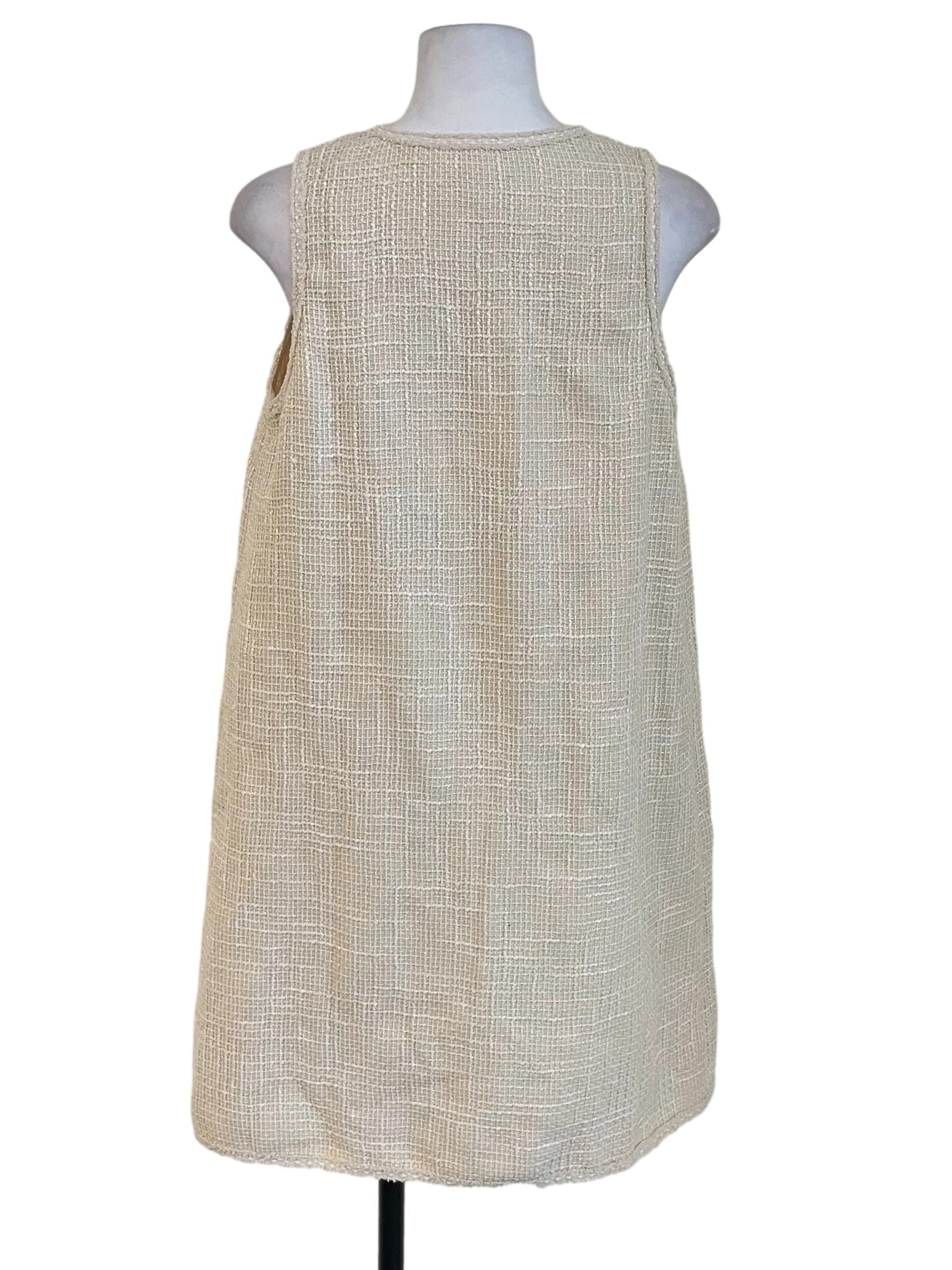 Ivory White Button Down Tweed Dress