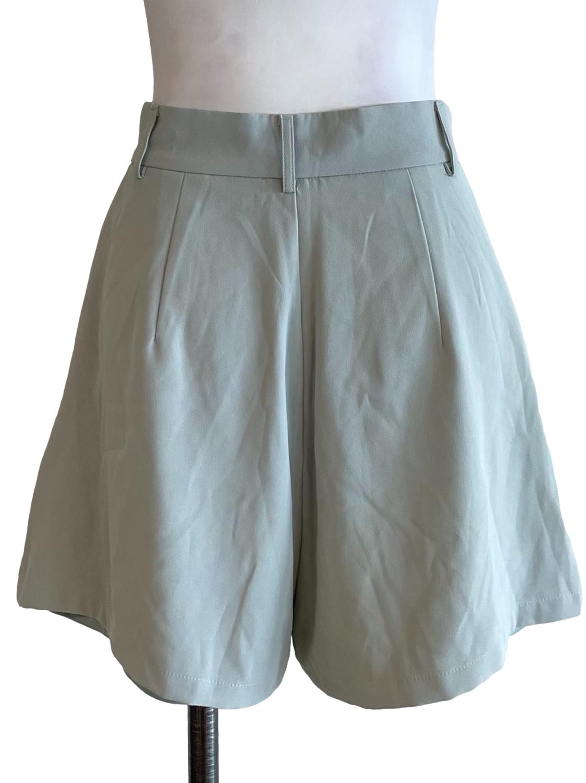 Pistachio Green Pleated Shorts