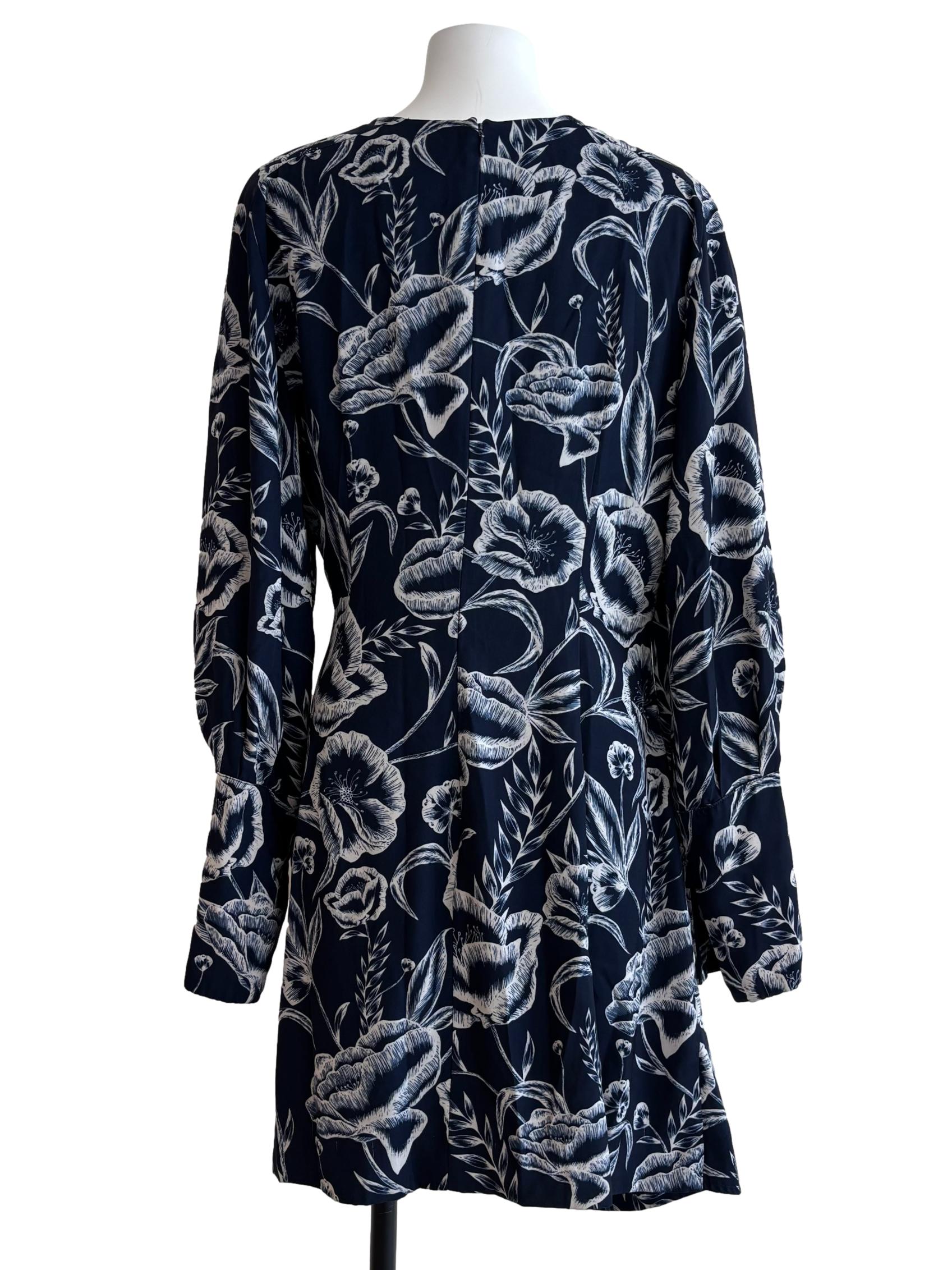 Midnight Blue Printed Wrap Dress