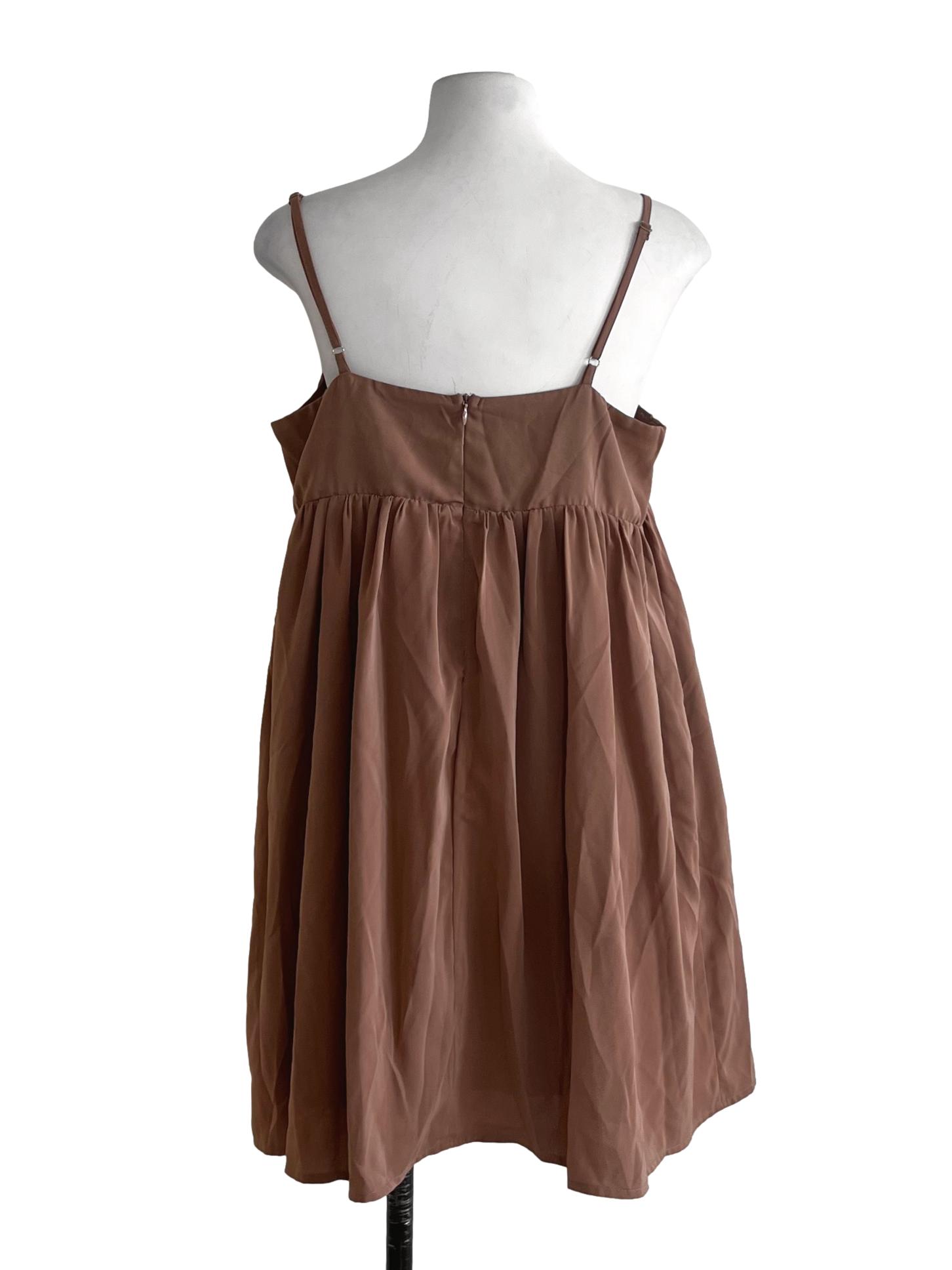 Caramel Brown Spaghetti Strap Jumper Dress
