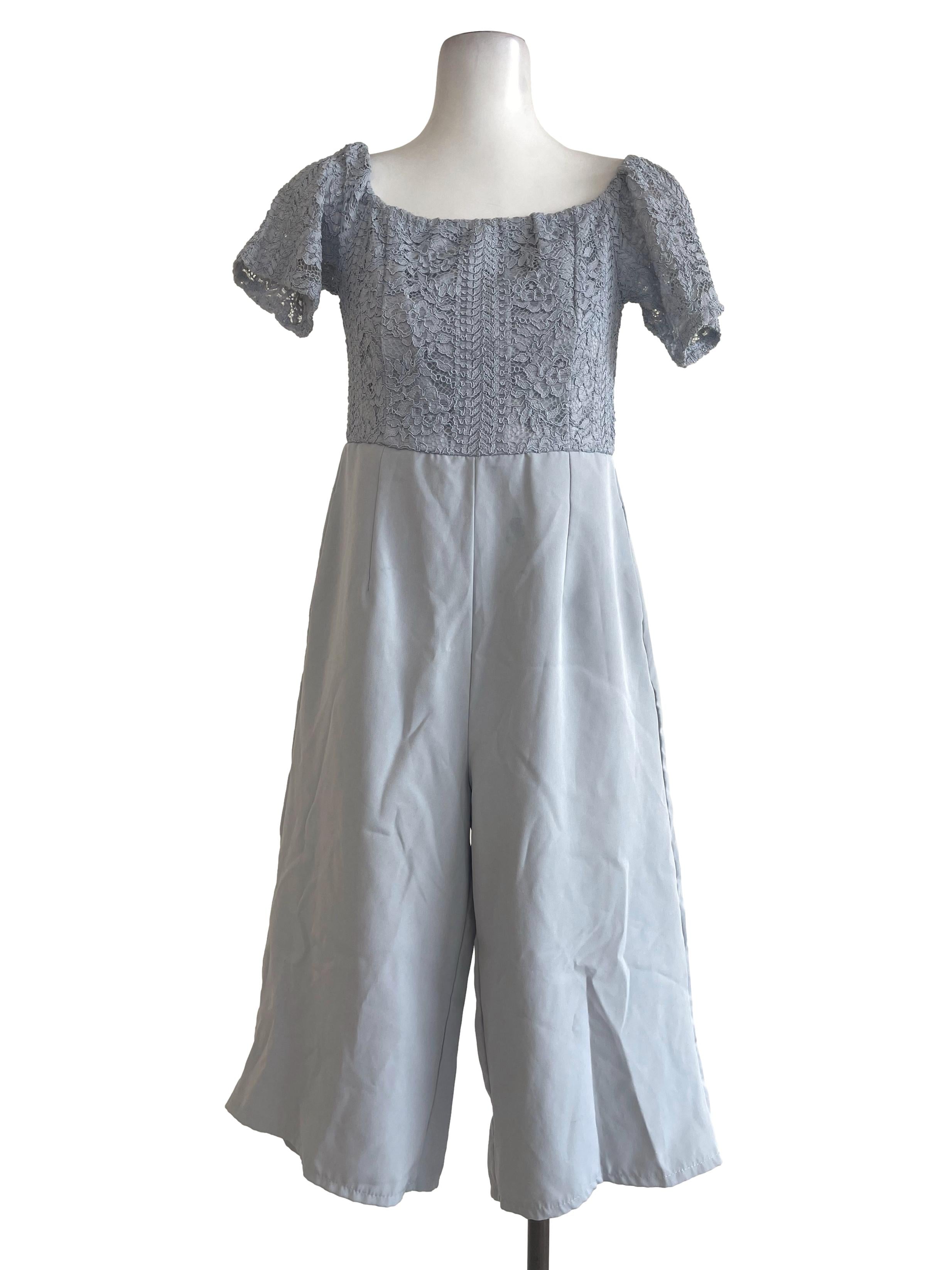 Baby Blue Half Lace Jumpsuit