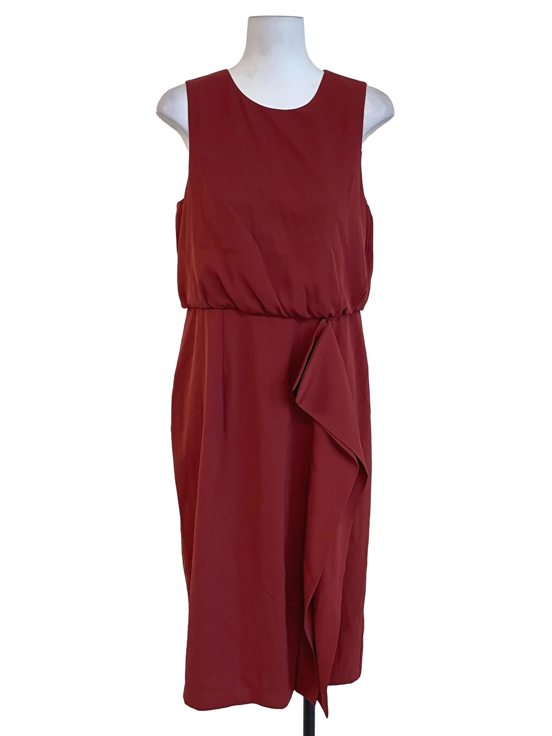 Brick Red Blouson Dress