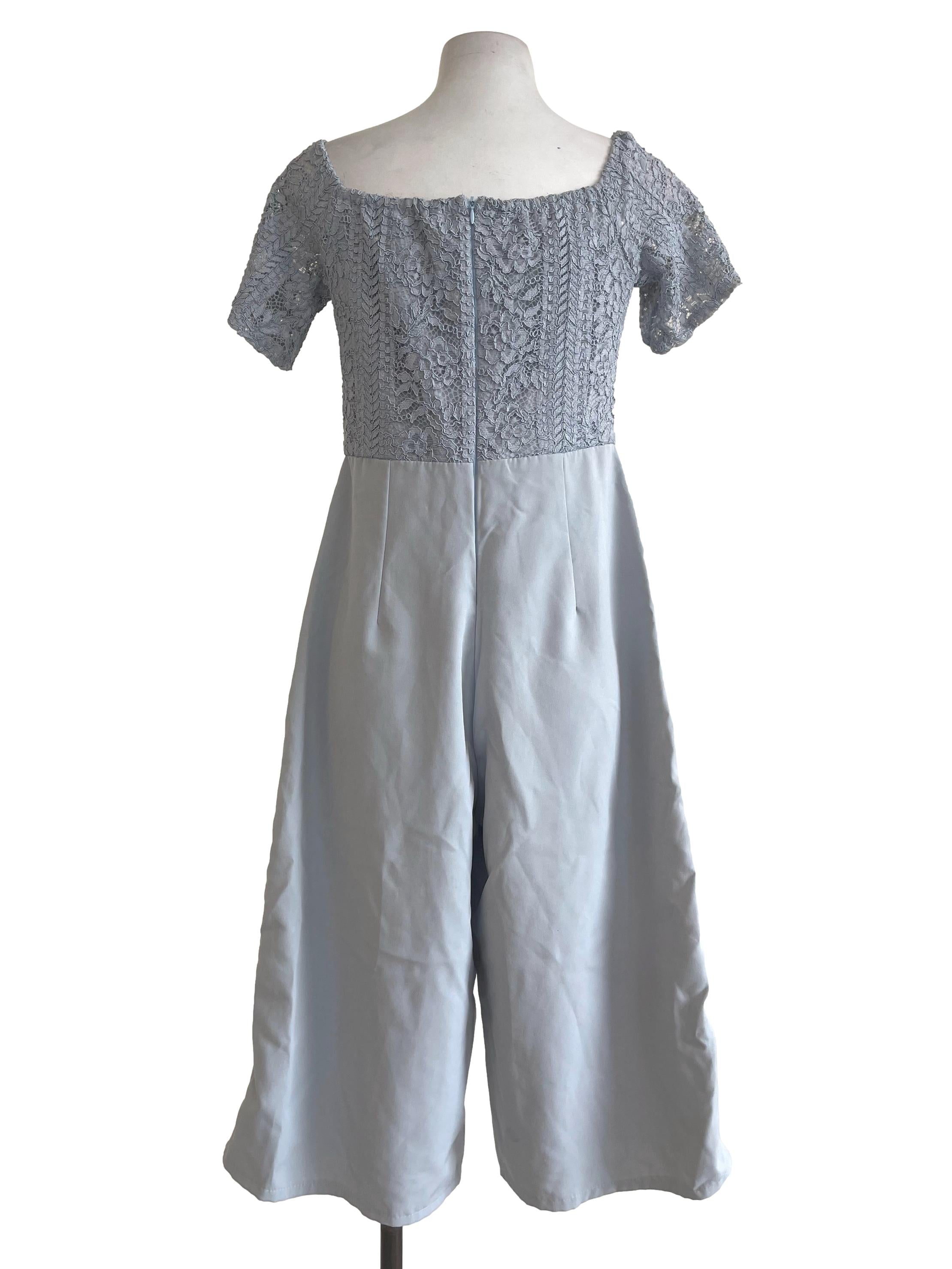 Baby Blue Half Lace Jumpsuit