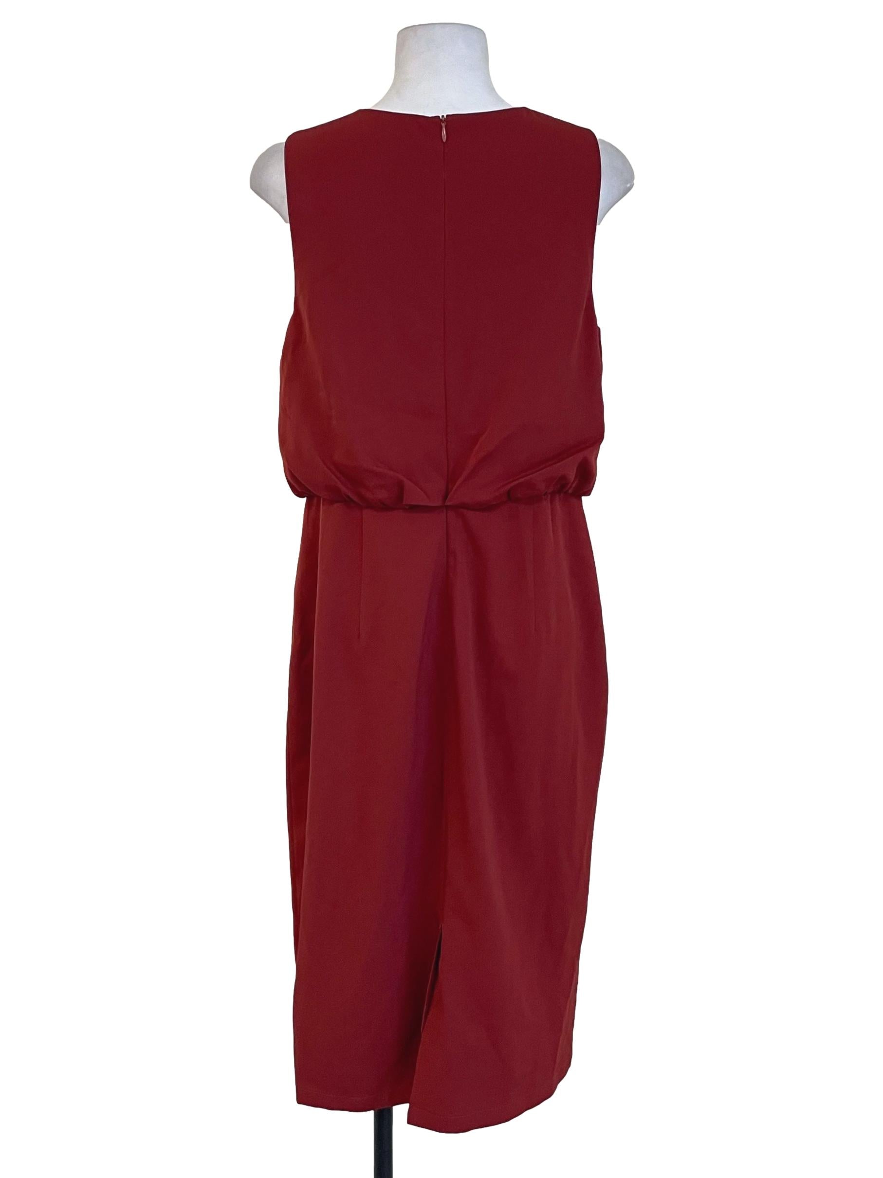 Brick Red Blouson Dress