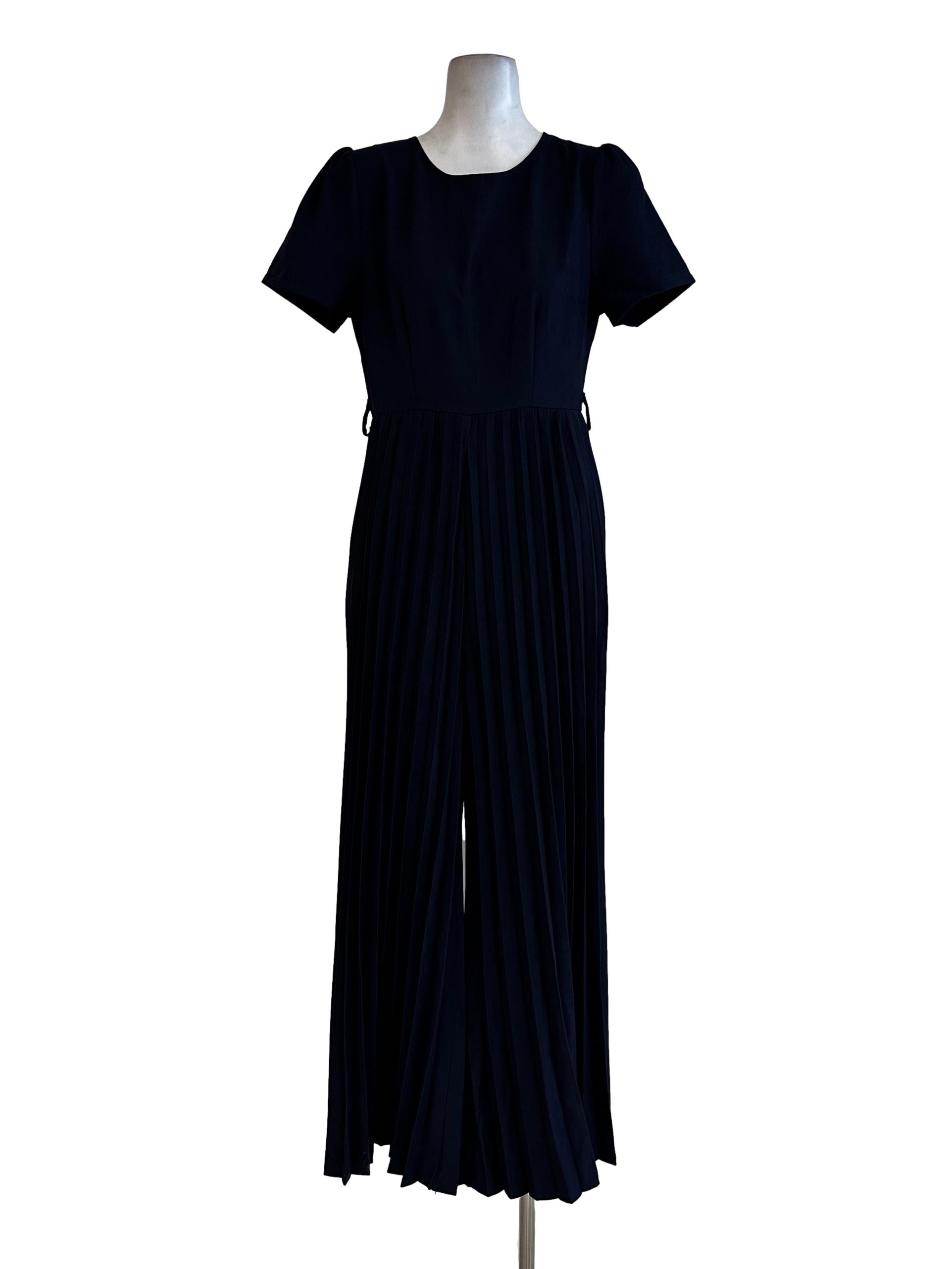 Navy Blue Pleated Jumpsuits