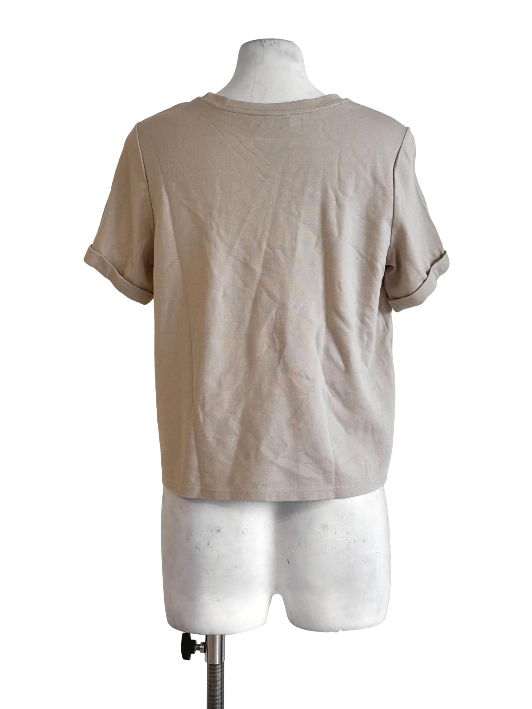 Beige Round Neck Top