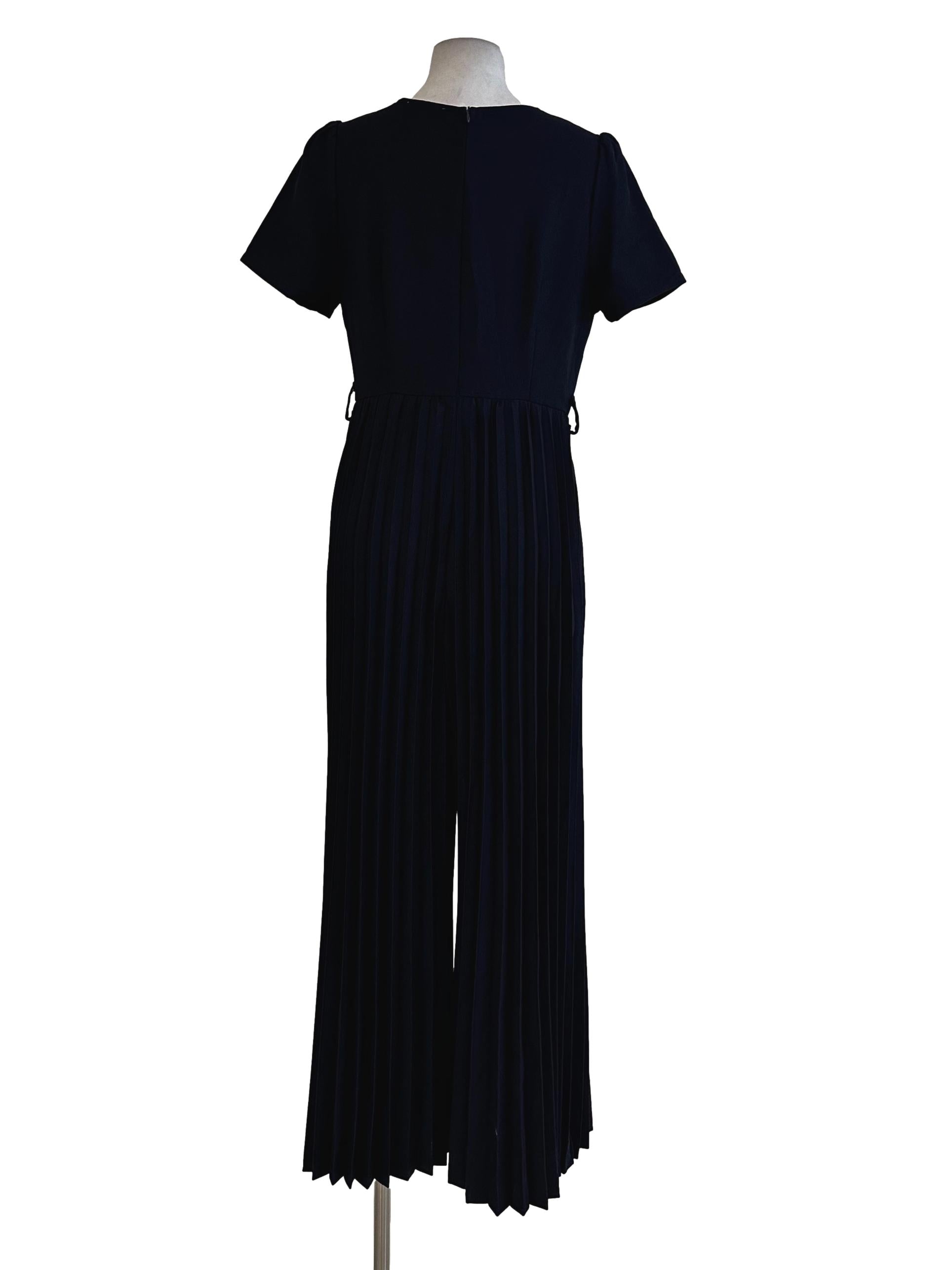 Navy Blue Pleated Jumpsuits