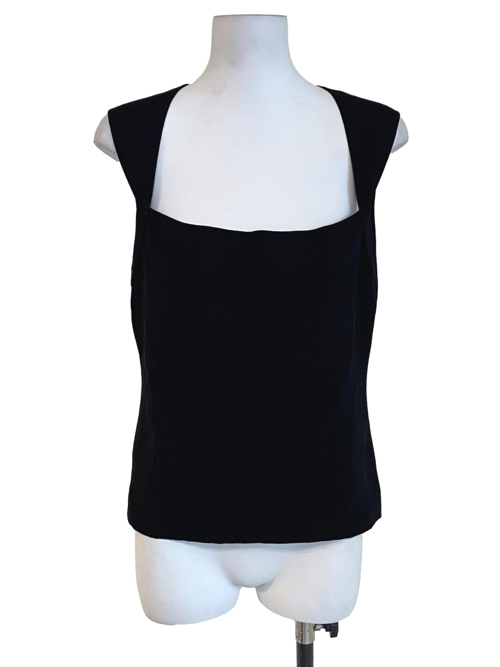 Black Queen Anne Slim Knit Top