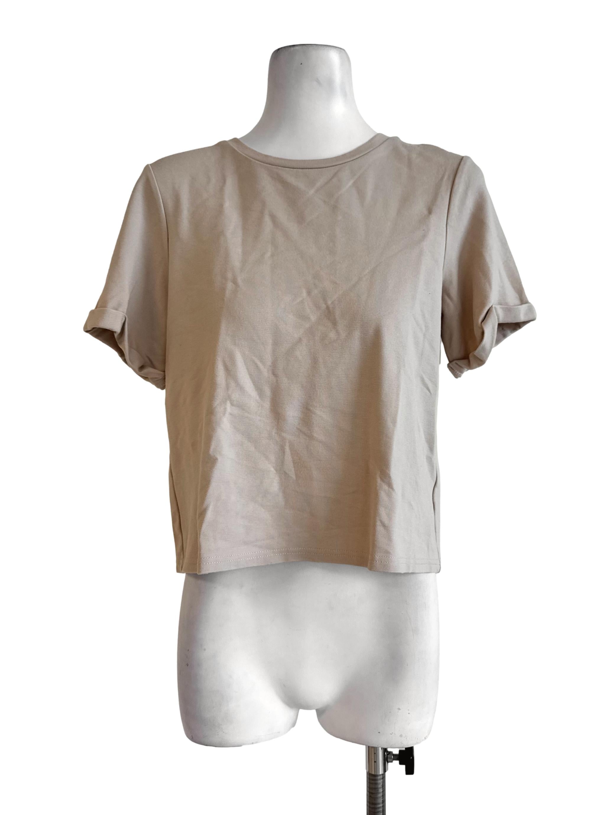 Beige Round Neck Top