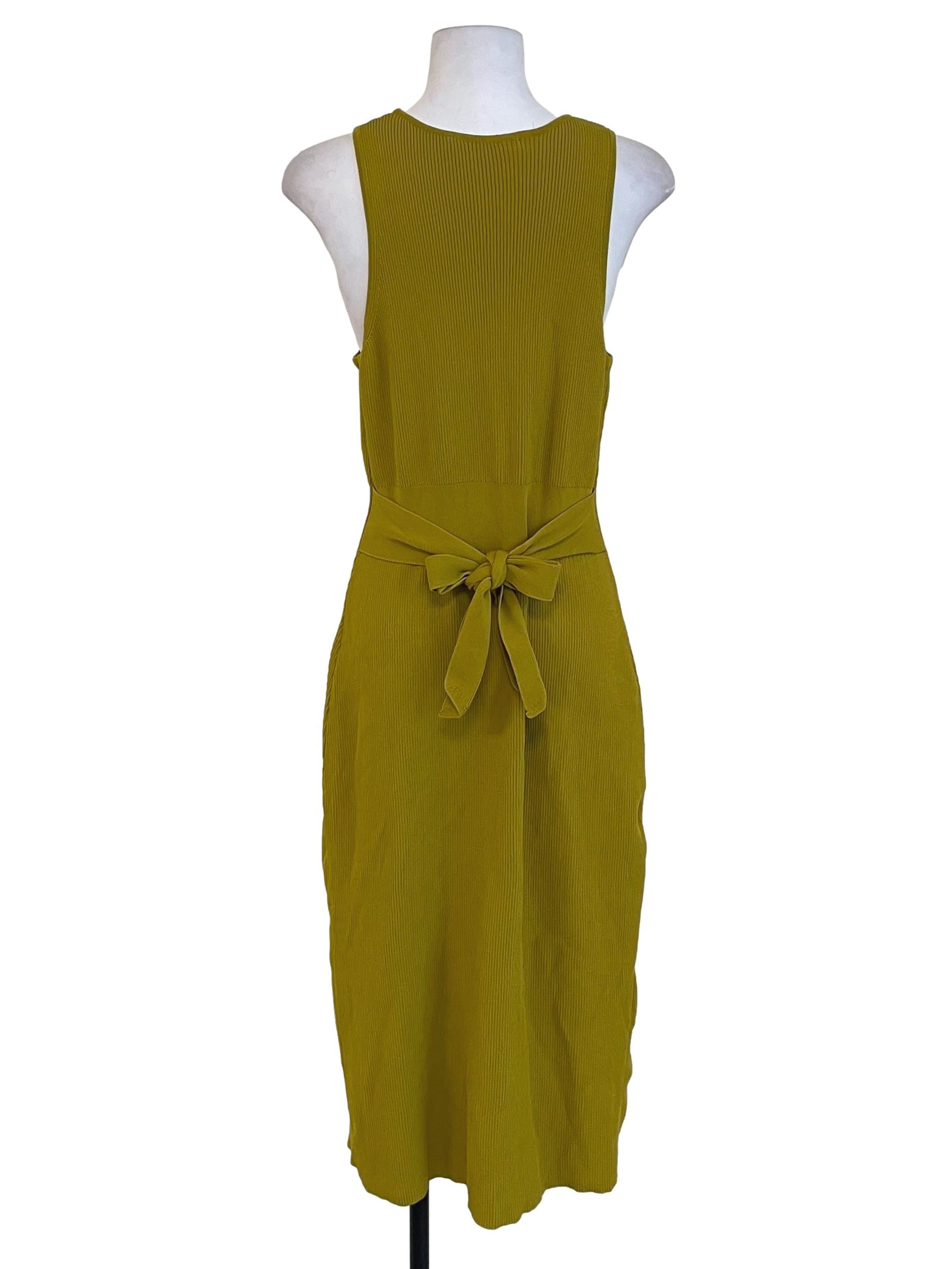 Corn Yellow Ribbed Knit Slip Dress