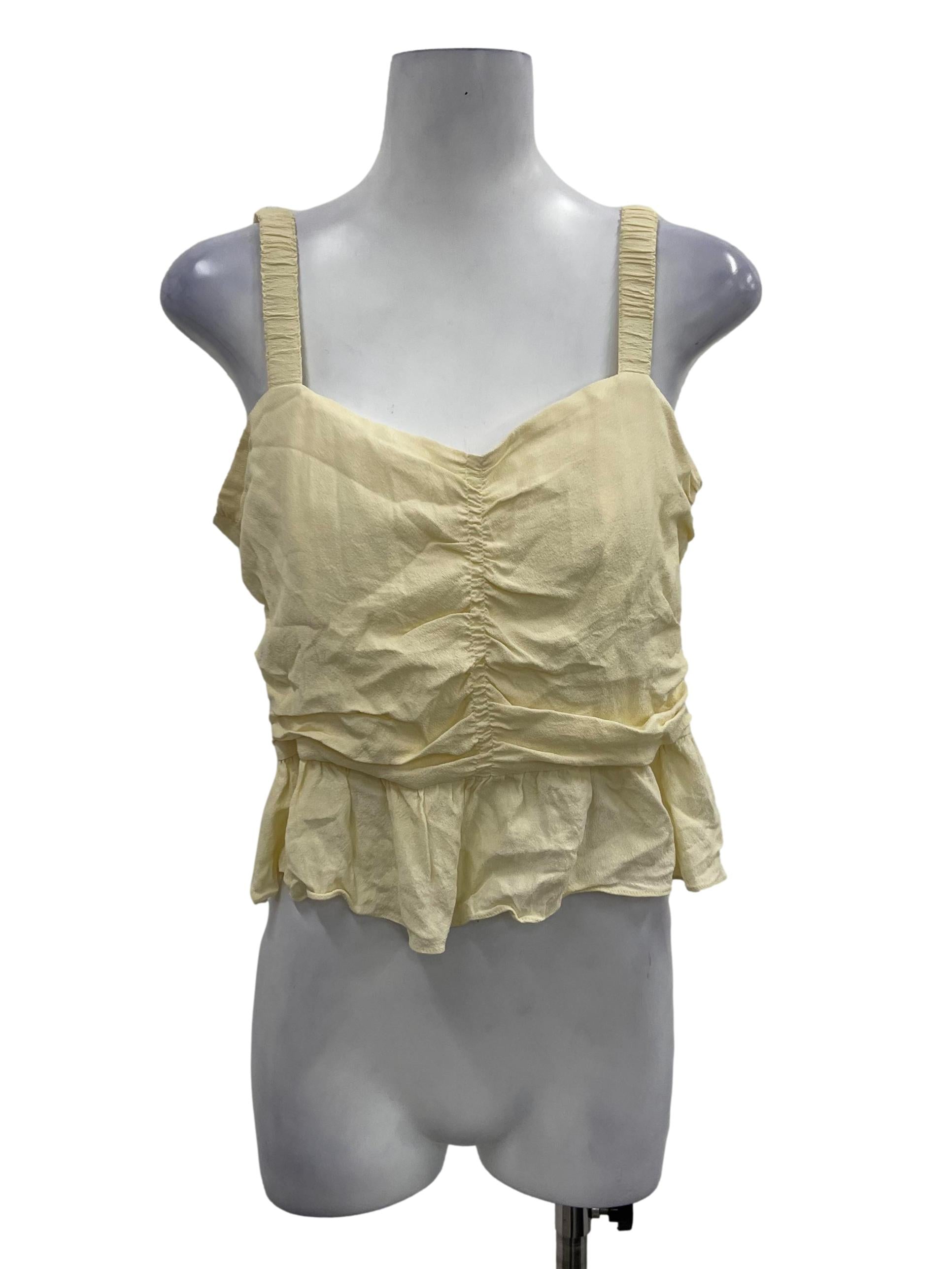 Yellow Sweetheart Neck Sleeveless Top