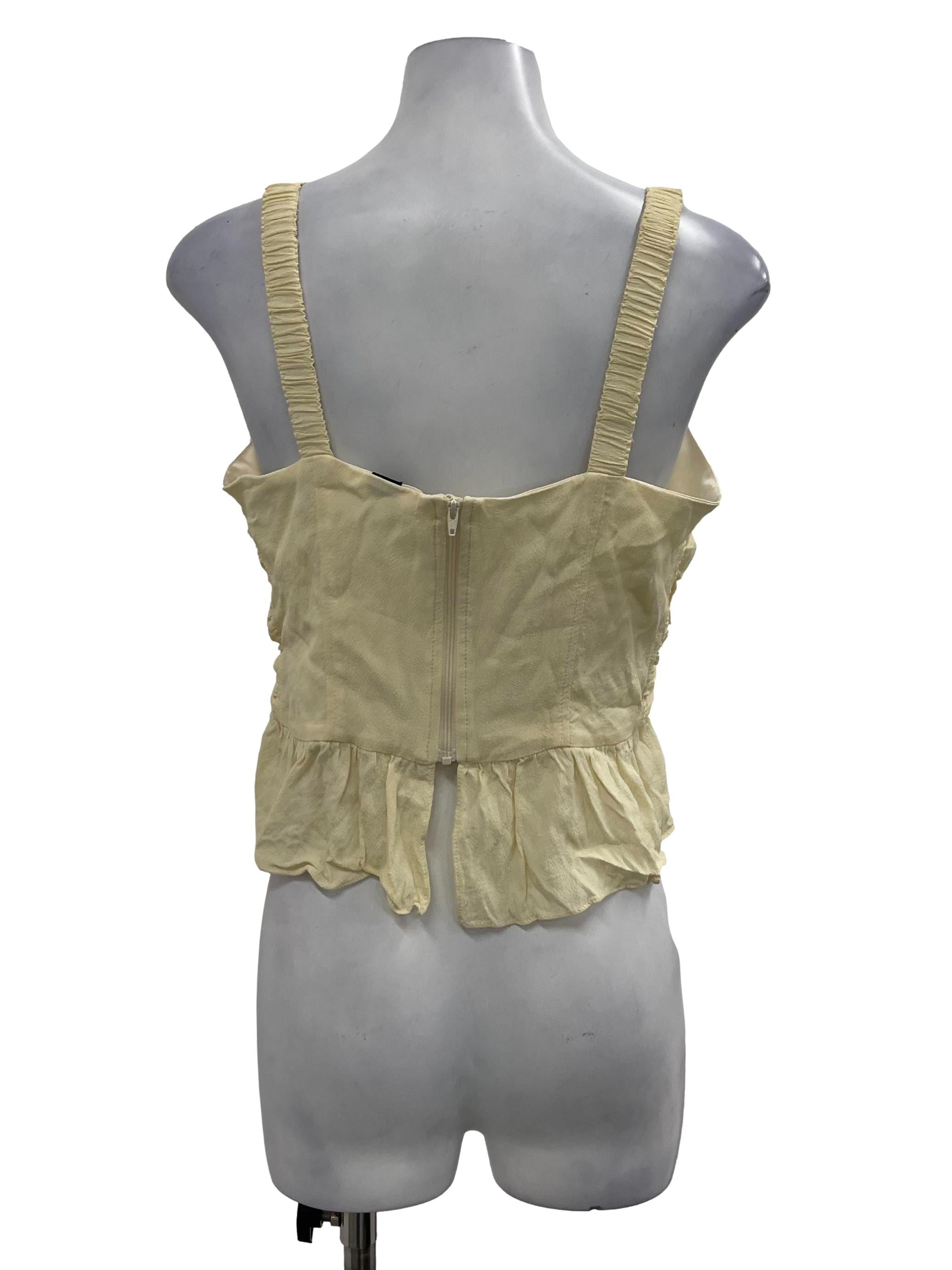 Yellow Sweetheart Neck Sleeveless Top