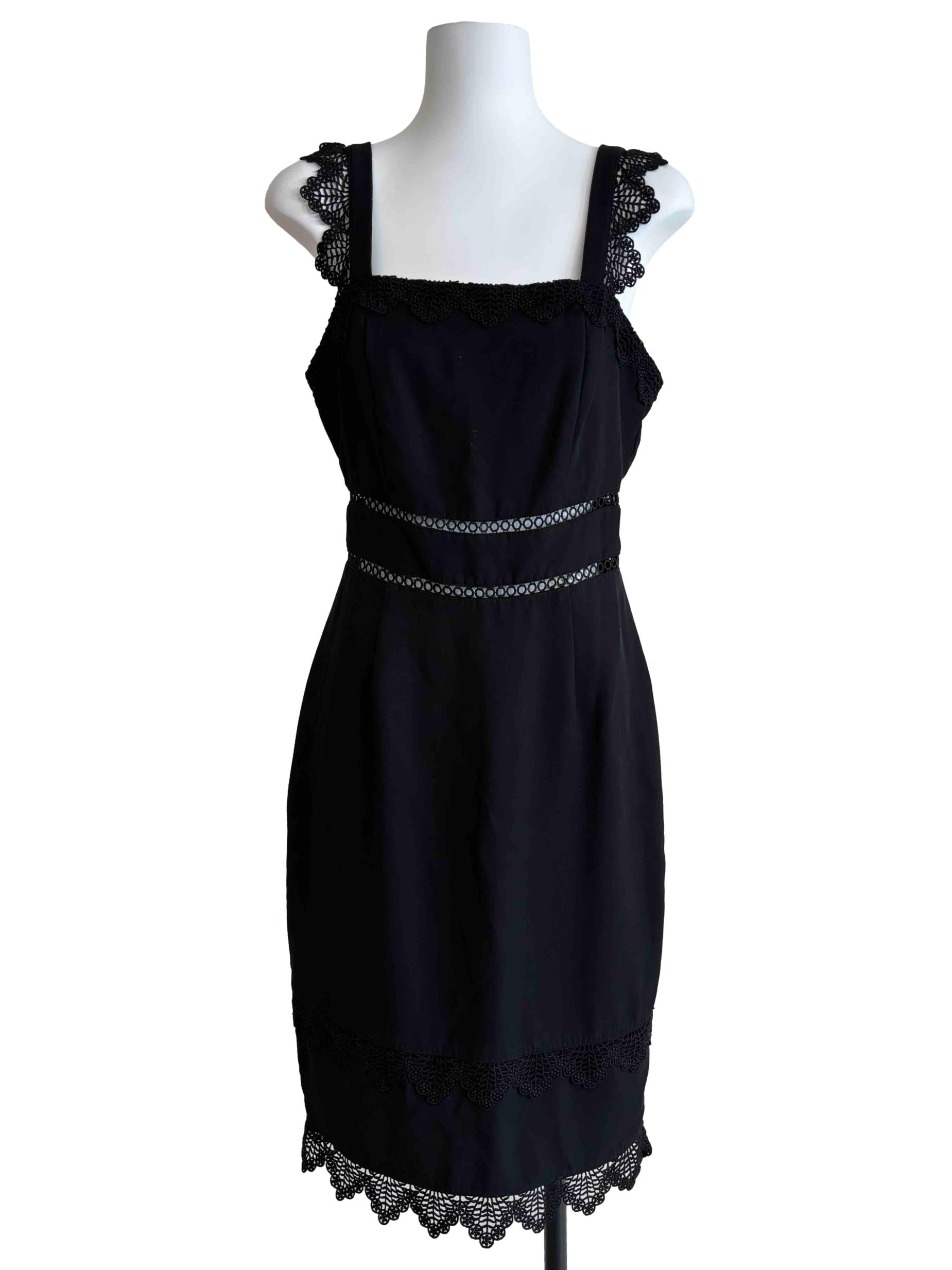 Parisian Black Lace Hem Pencil Dress