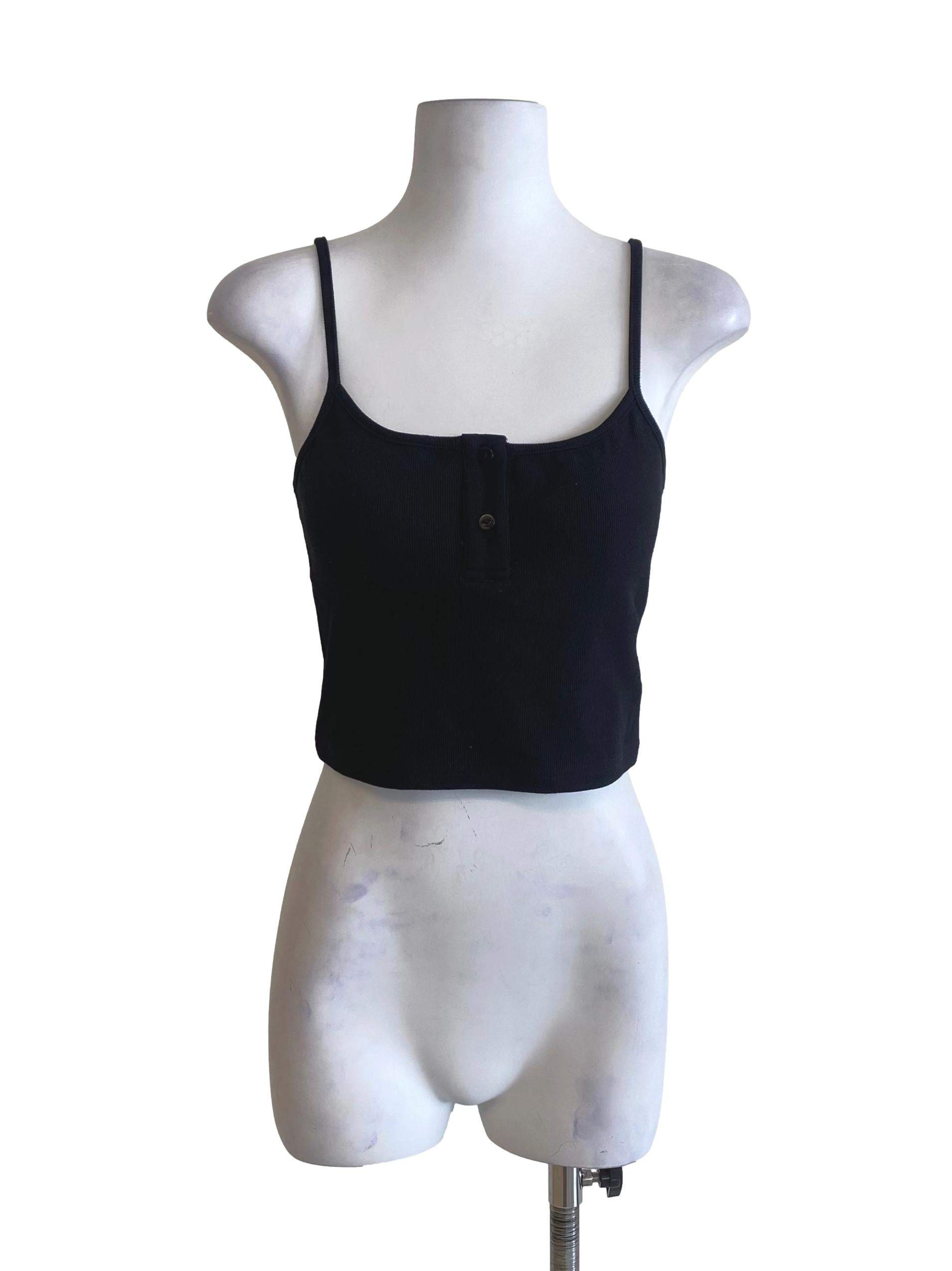 Grease Black Button Sleeveless Top