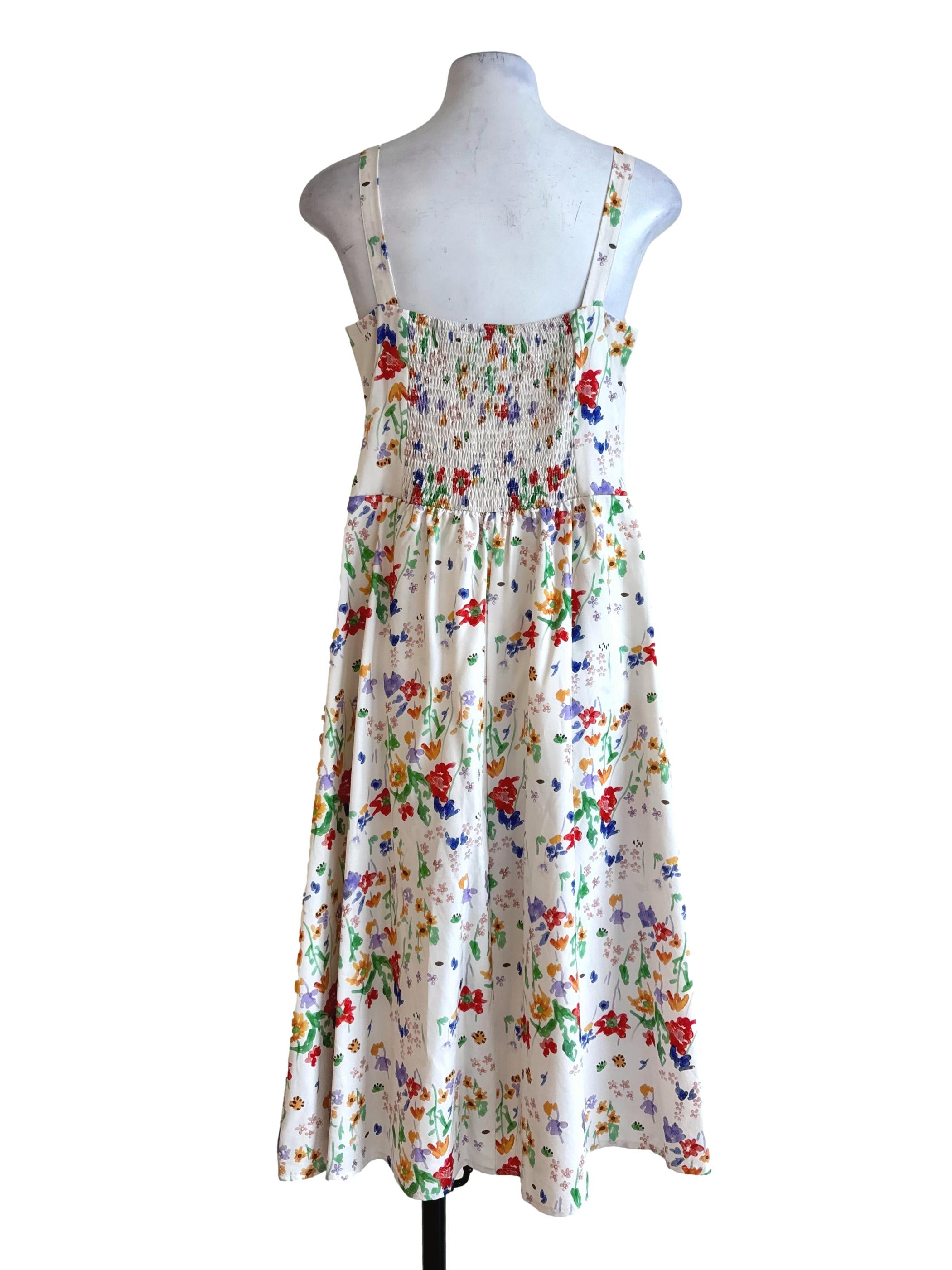 Cream Prints Apron Dress