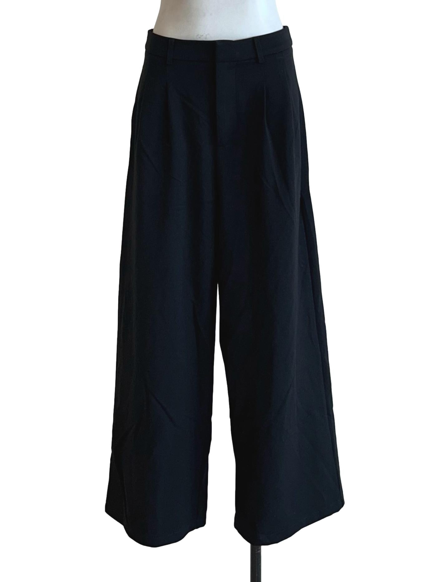 Jet Black Wide Leg Pants