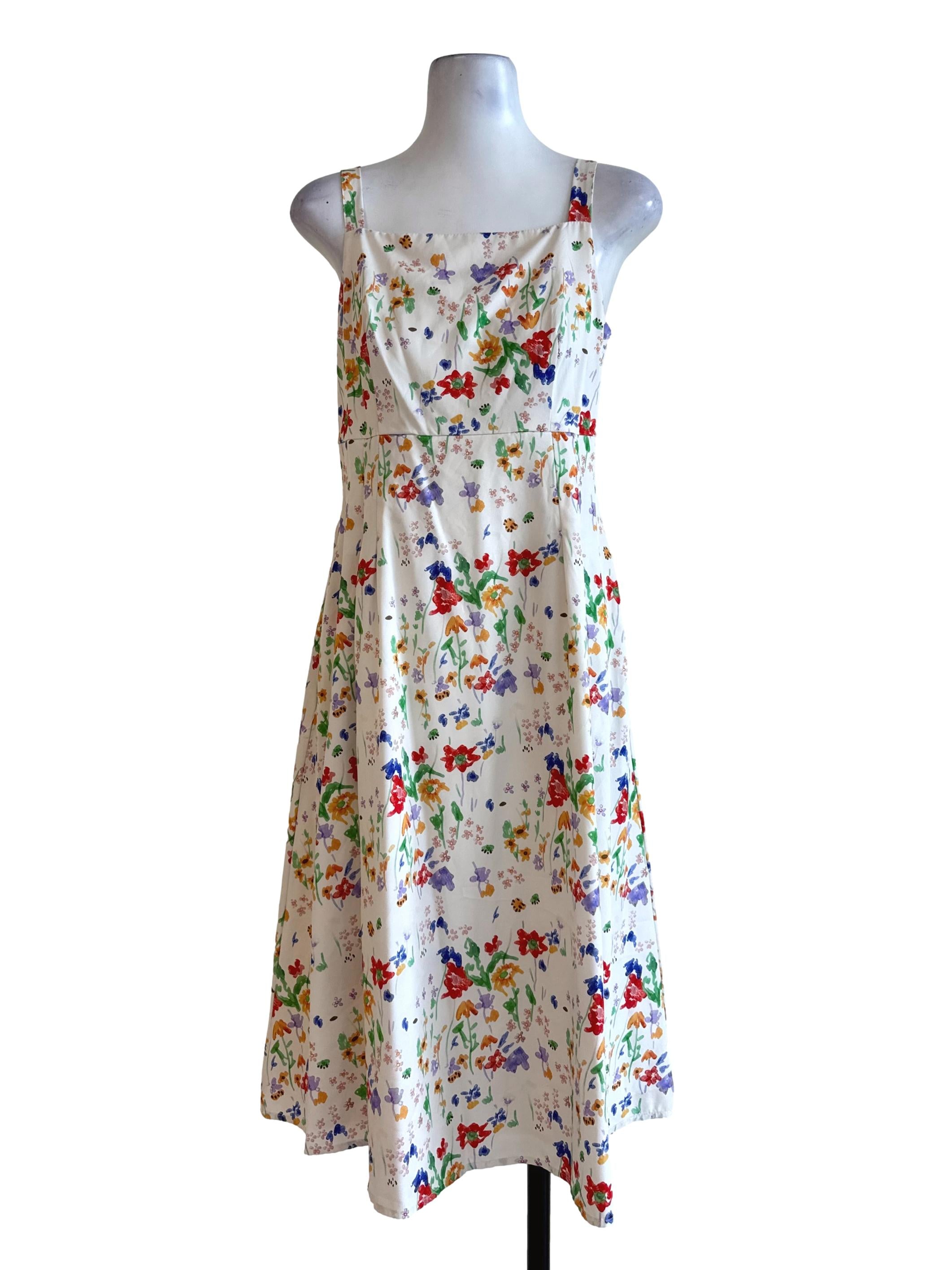Cream Prints Apron Dress