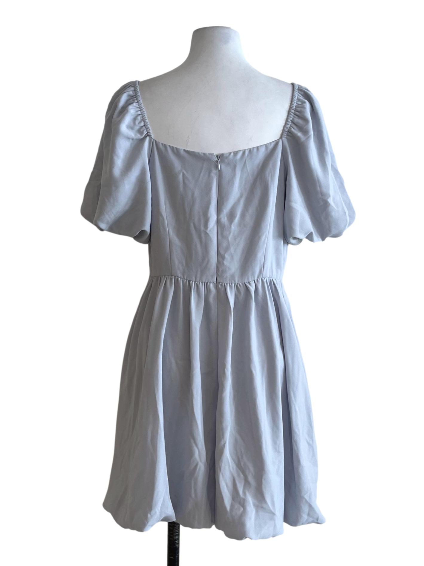 Stone Blue Square Neckline Empire Dress