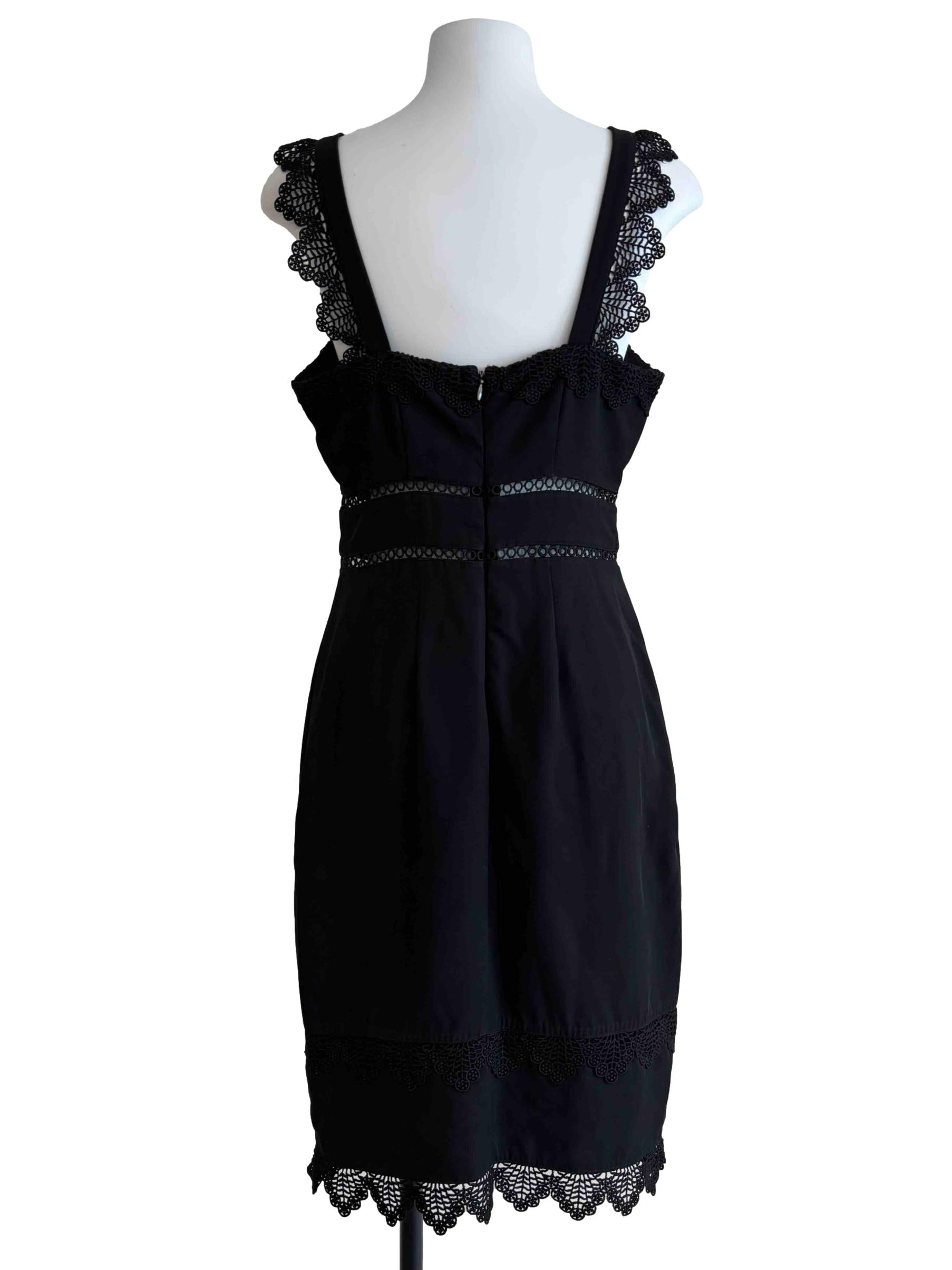 Parisian Black Lace Hem Pencil Dress