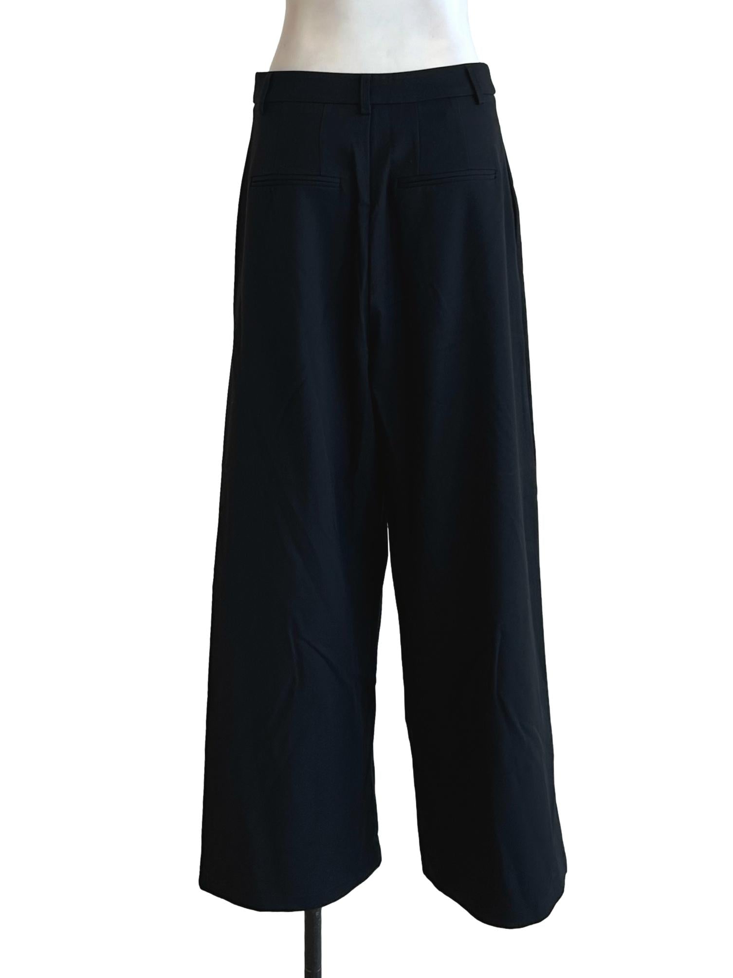 Jet Black Wide Leg Pants