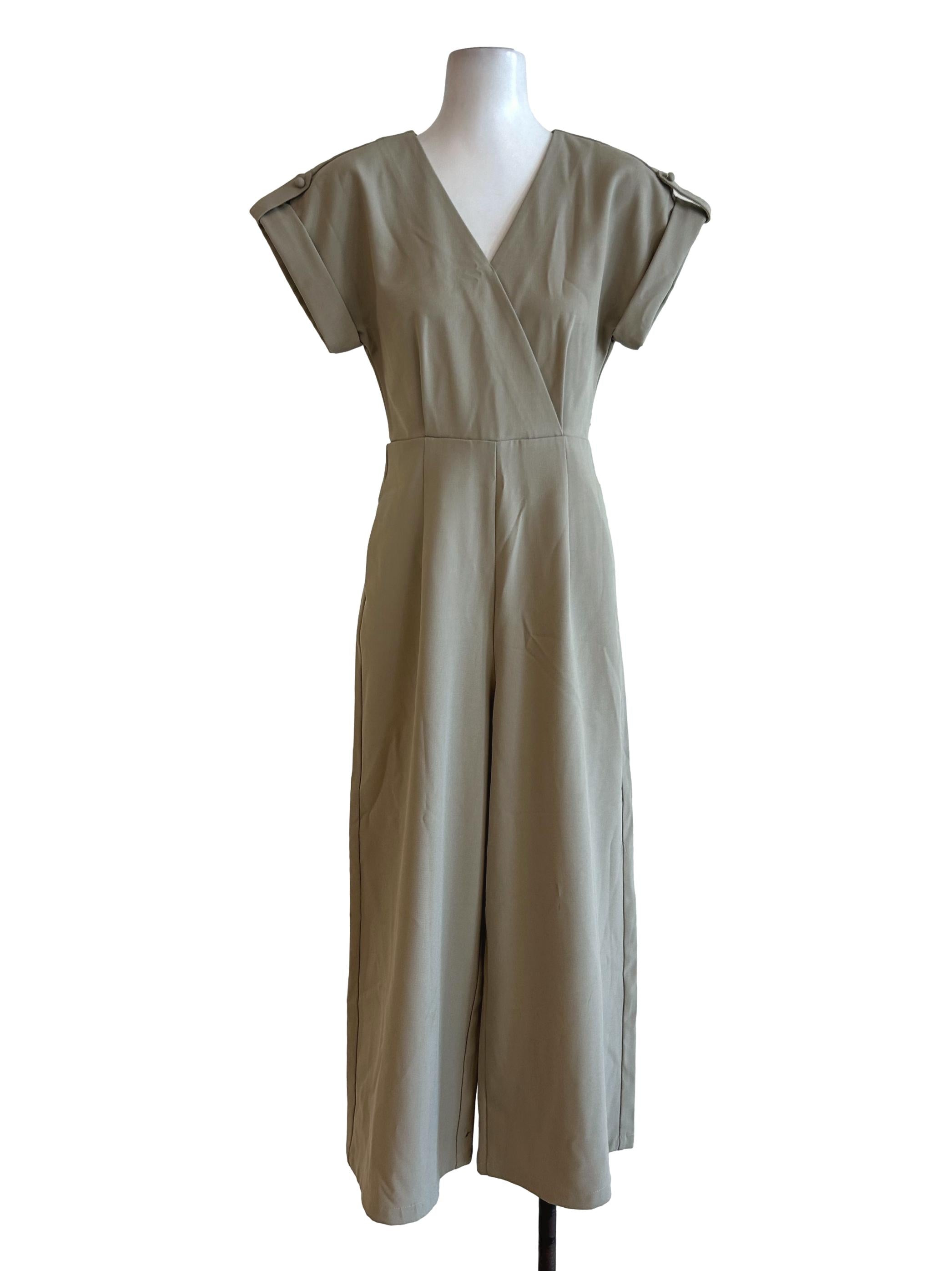 Sage Green Short Sleeves Jumpsuits