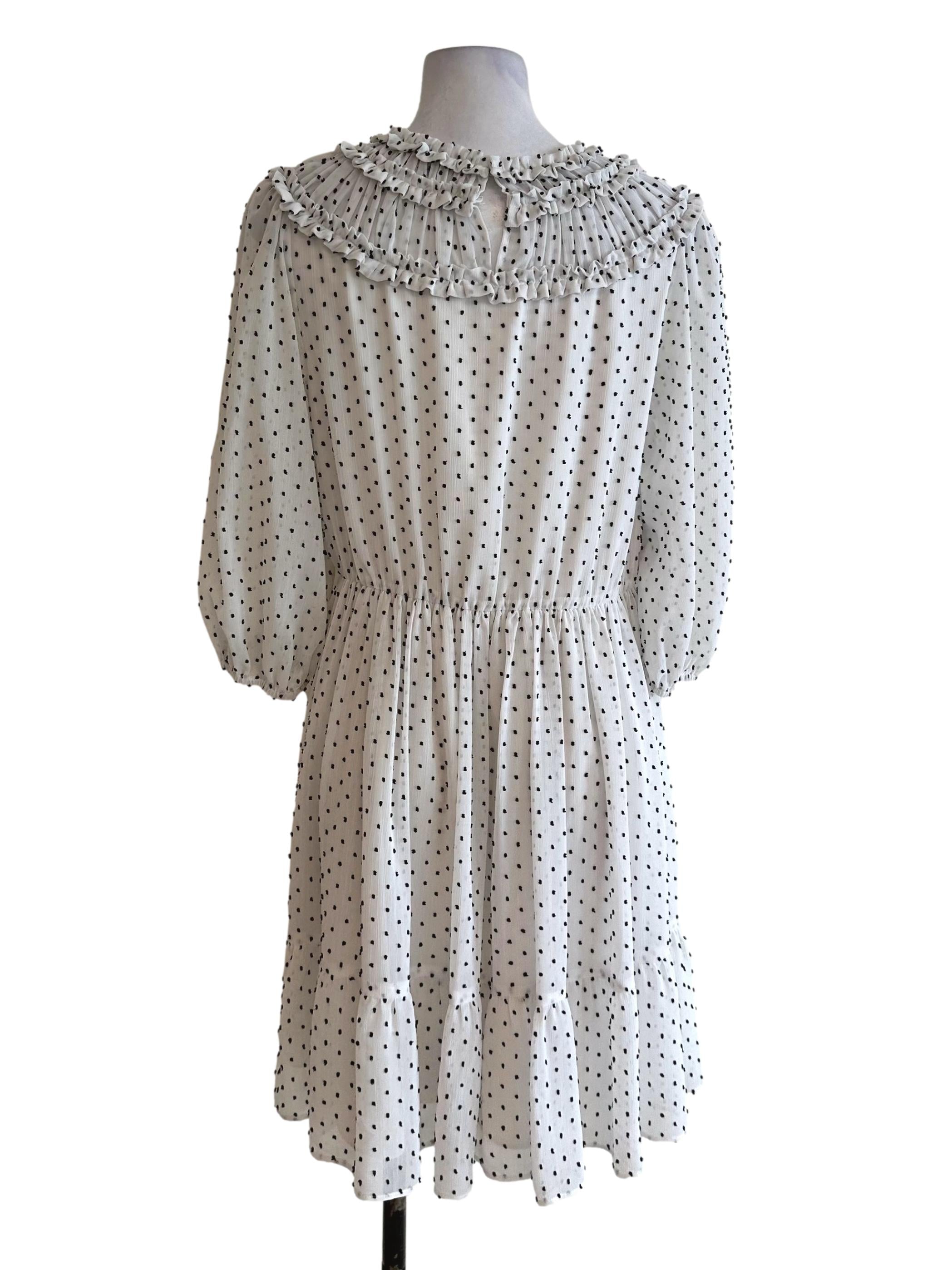 Cloud White Polka Dot Ruffle Dress