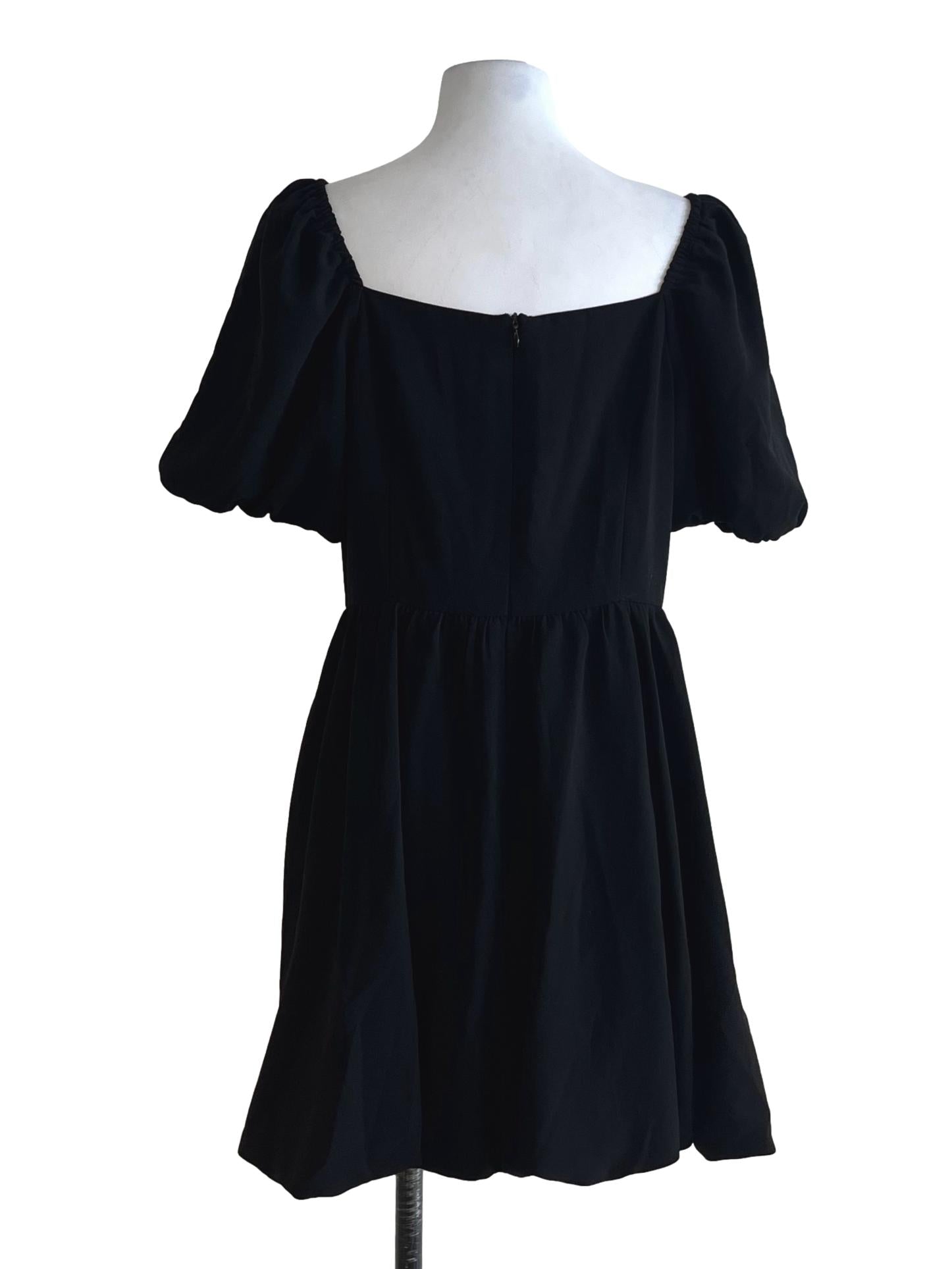 Black Square Neckline Empire Dress