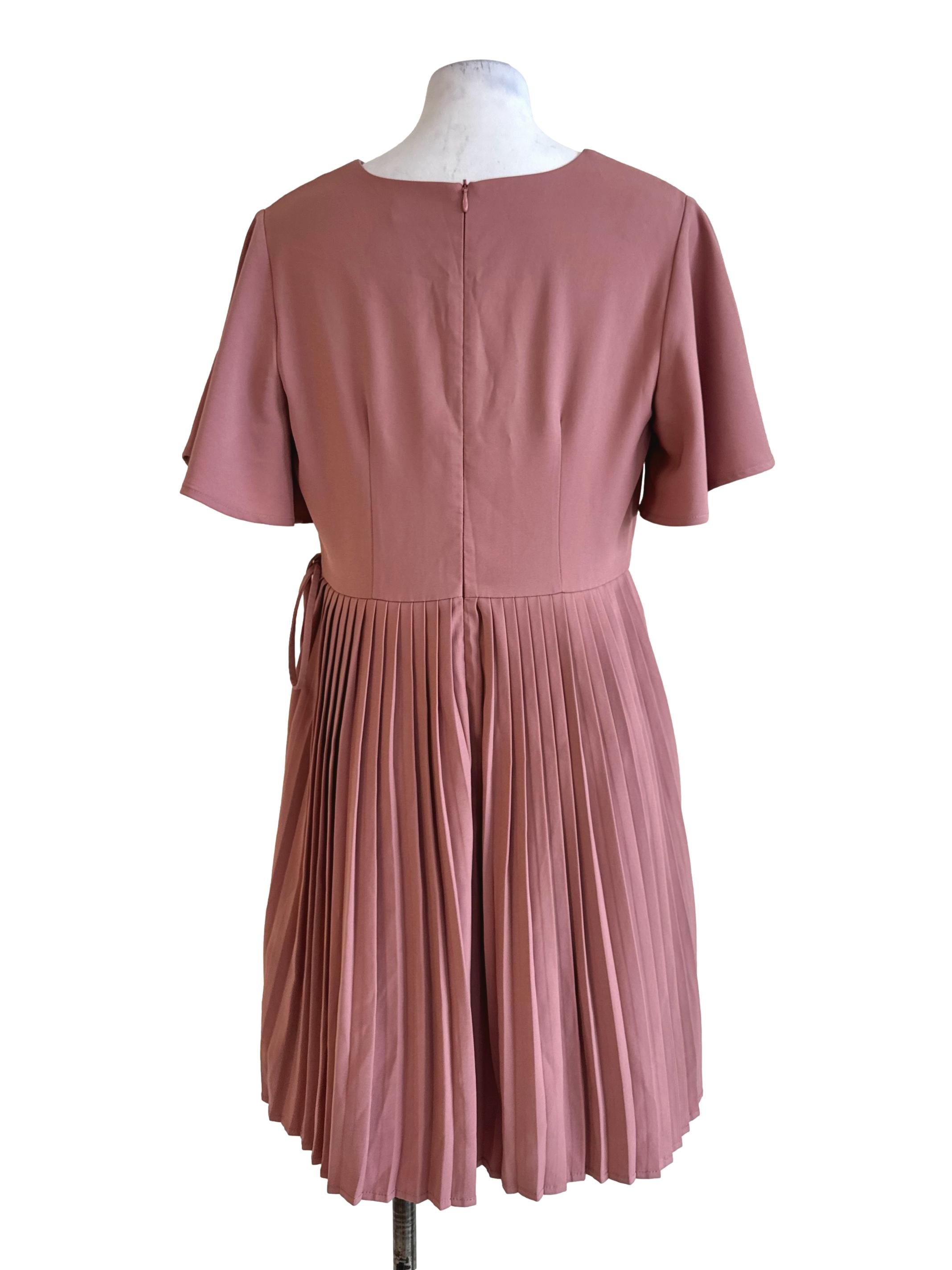 Liver Pink Pleated Dress