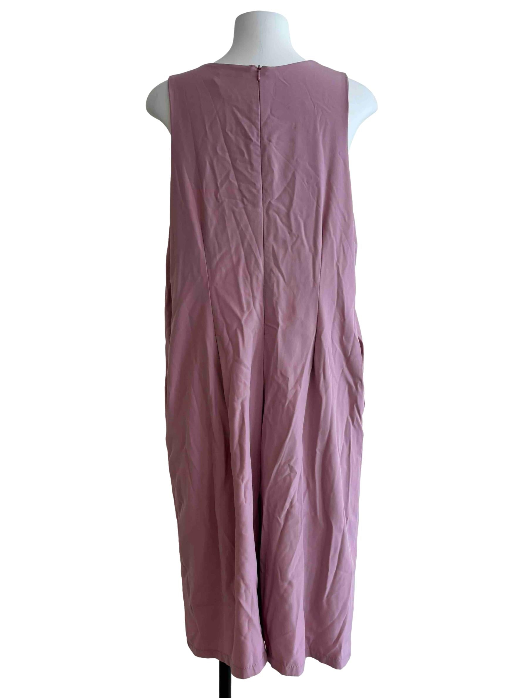 Flamingo Pink Pleated Shift Dress
