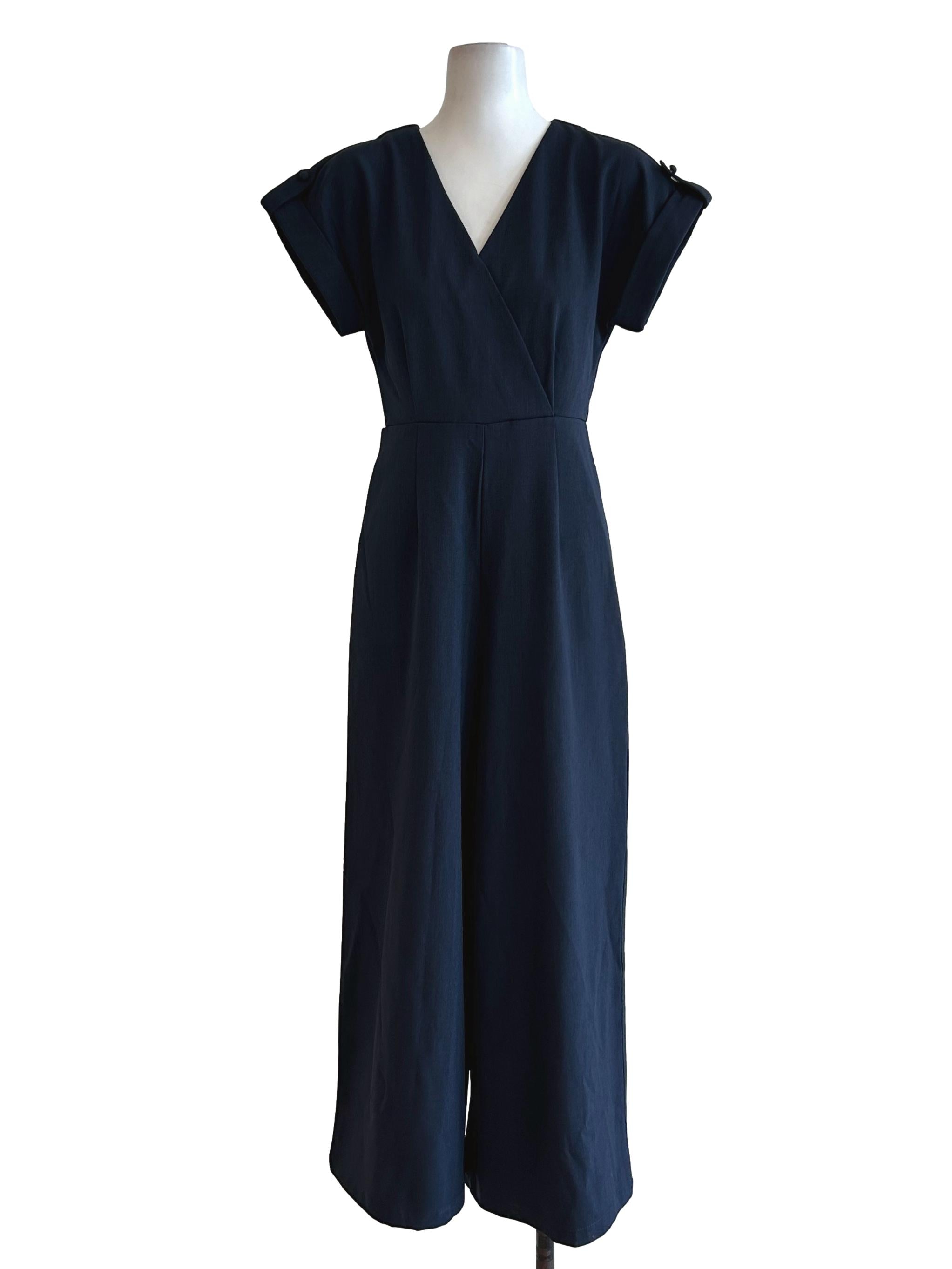 Navy Blue Short Sleeves Jumpsuits
