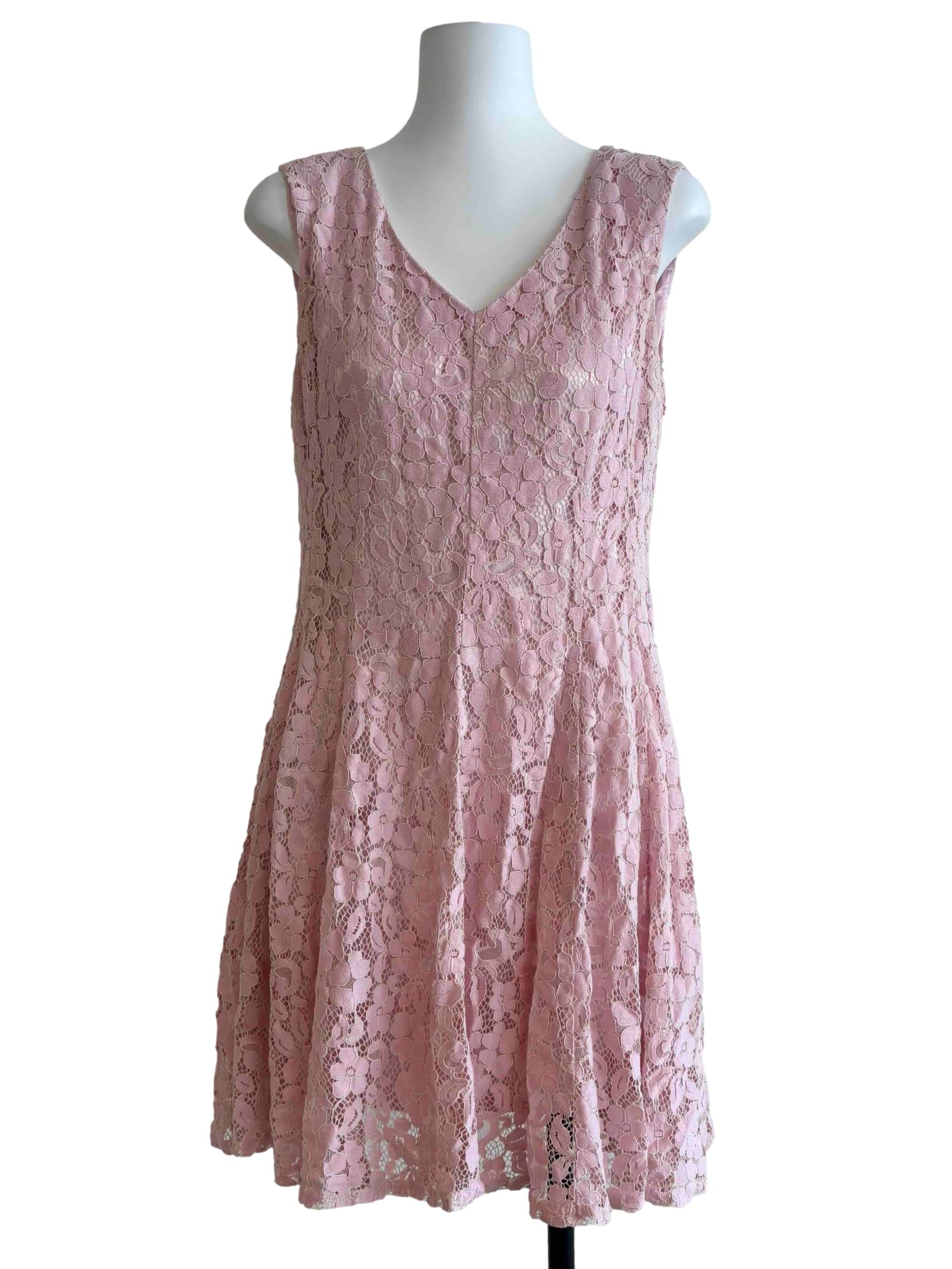 Baby Pink Mini A-Line Lace Dress