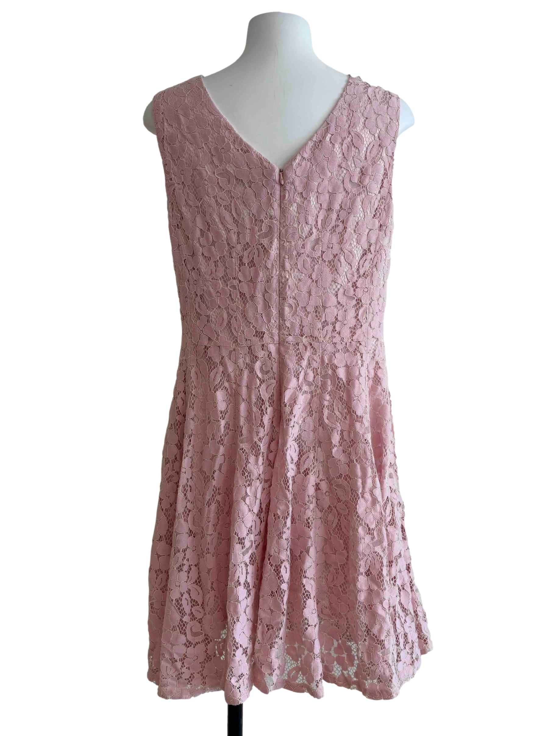 Baby Pink Mini A-Line Lace Dress