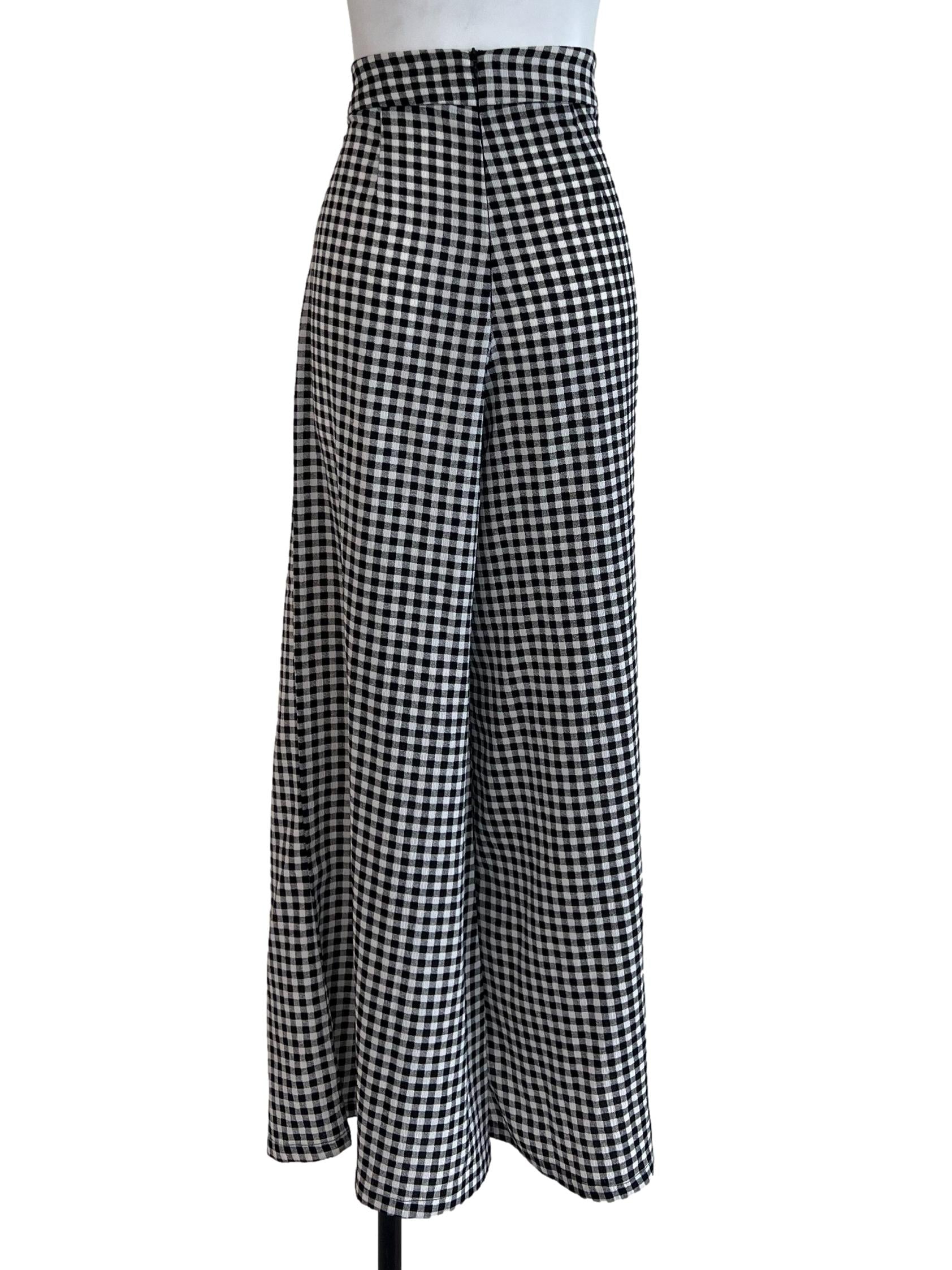 Black White Gingham Slack Pants