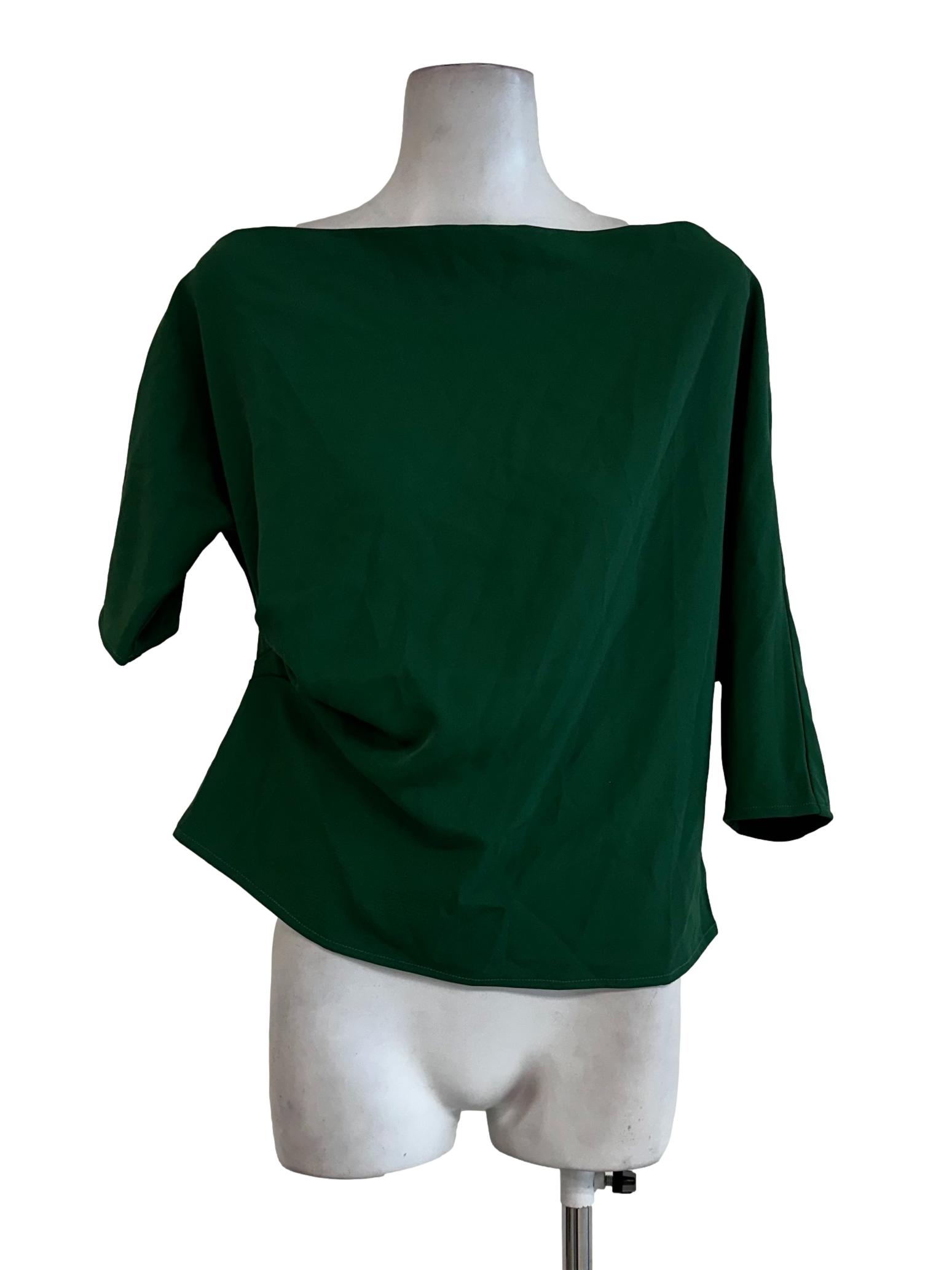 Shamrock Green Asymmetric Neck Tops