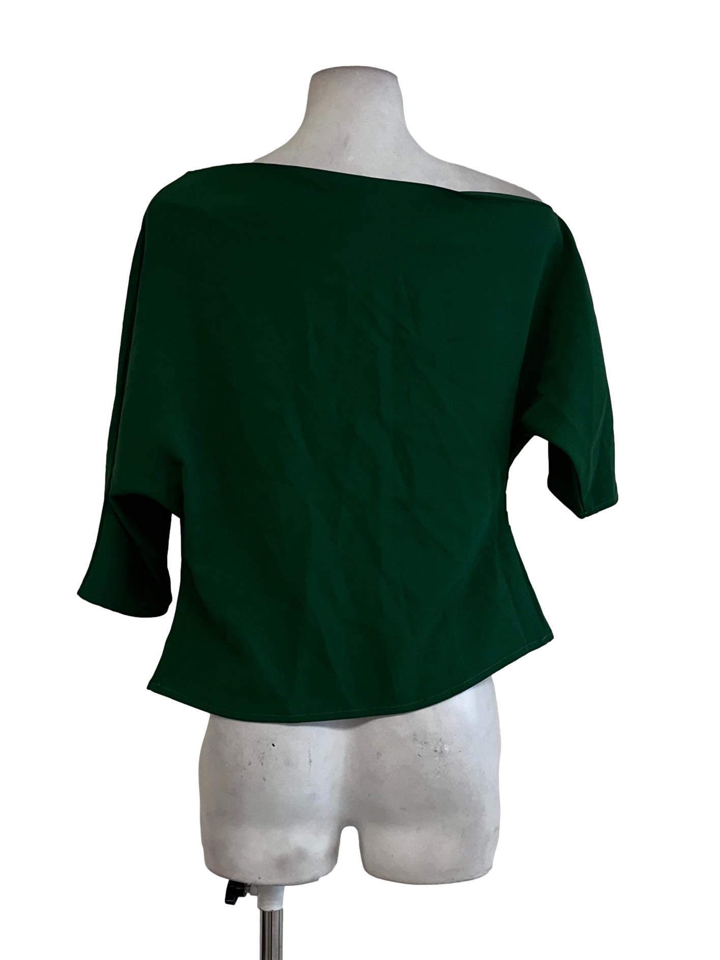 Shamrock Green Asymmetric Neck Tops