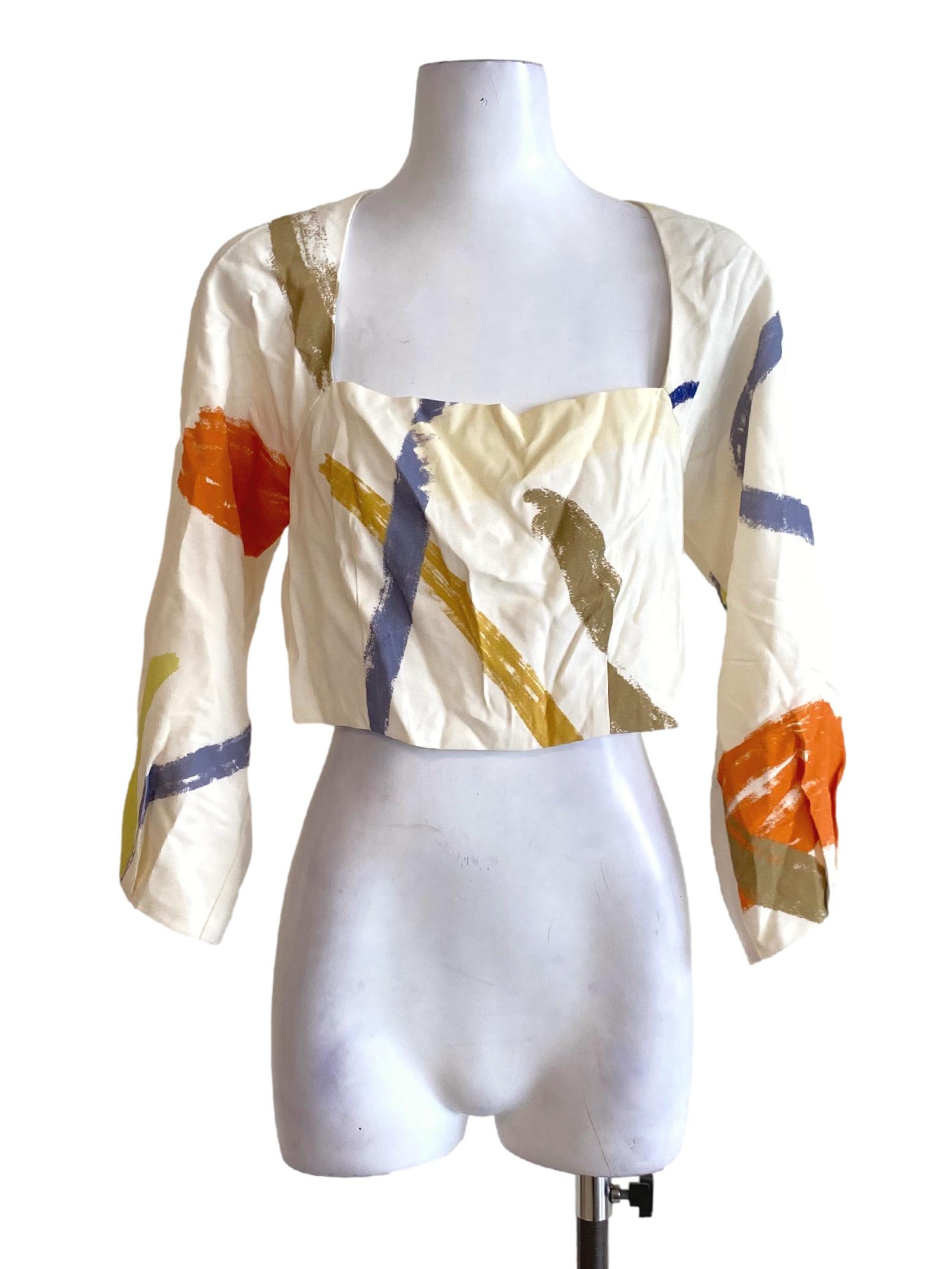 Straight-Neck Rayon Blouse OSN