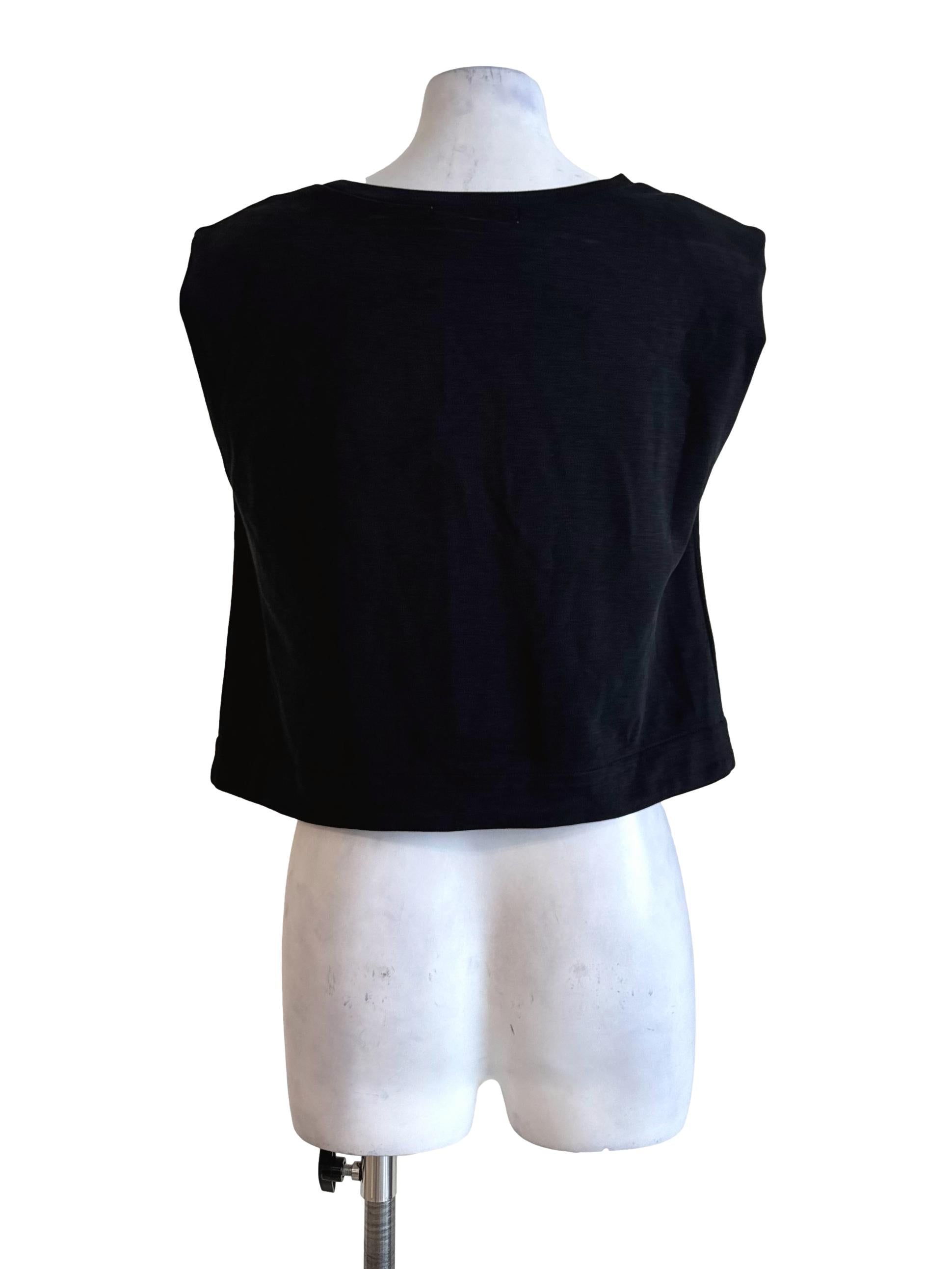 Box Black Shoulder Padded Top