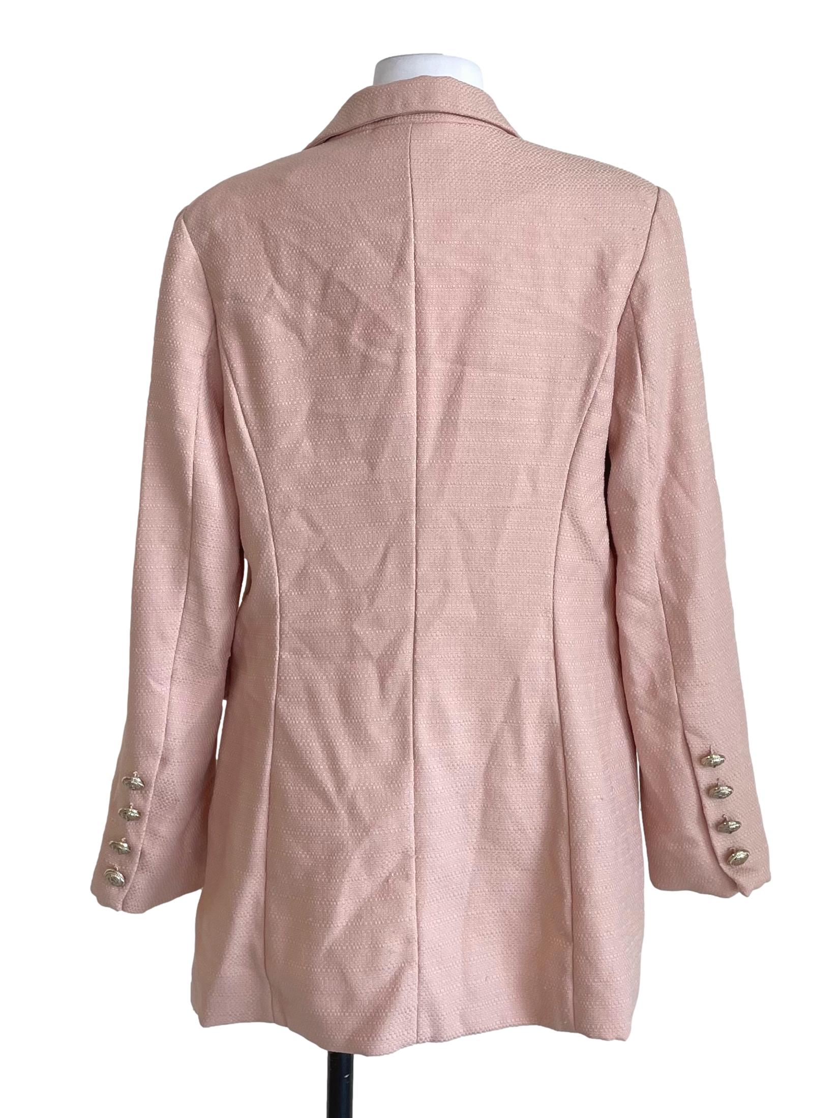 Light Peach Pink Double Breasted Blazer