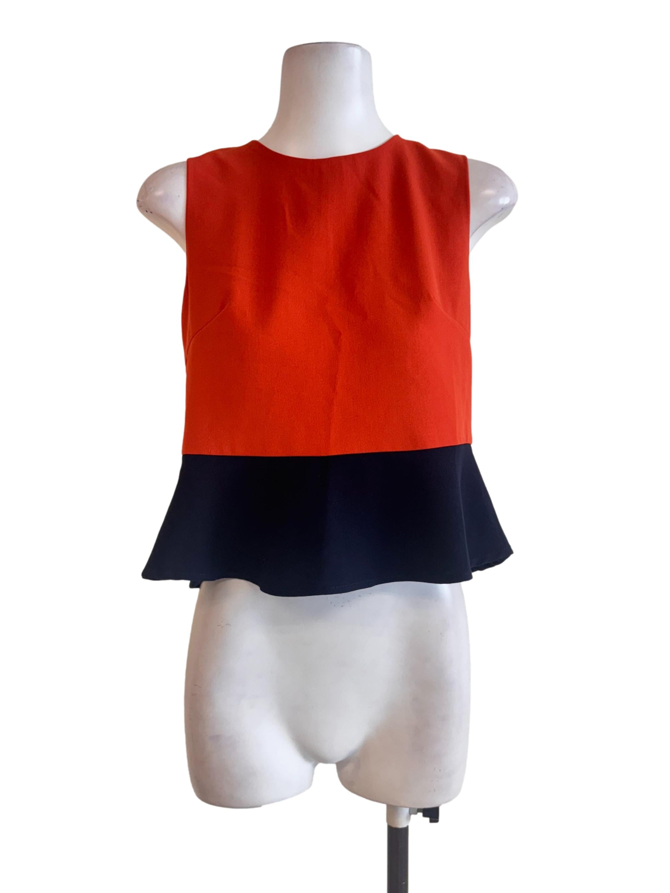Orange & Navy Blue Sleeveless Top