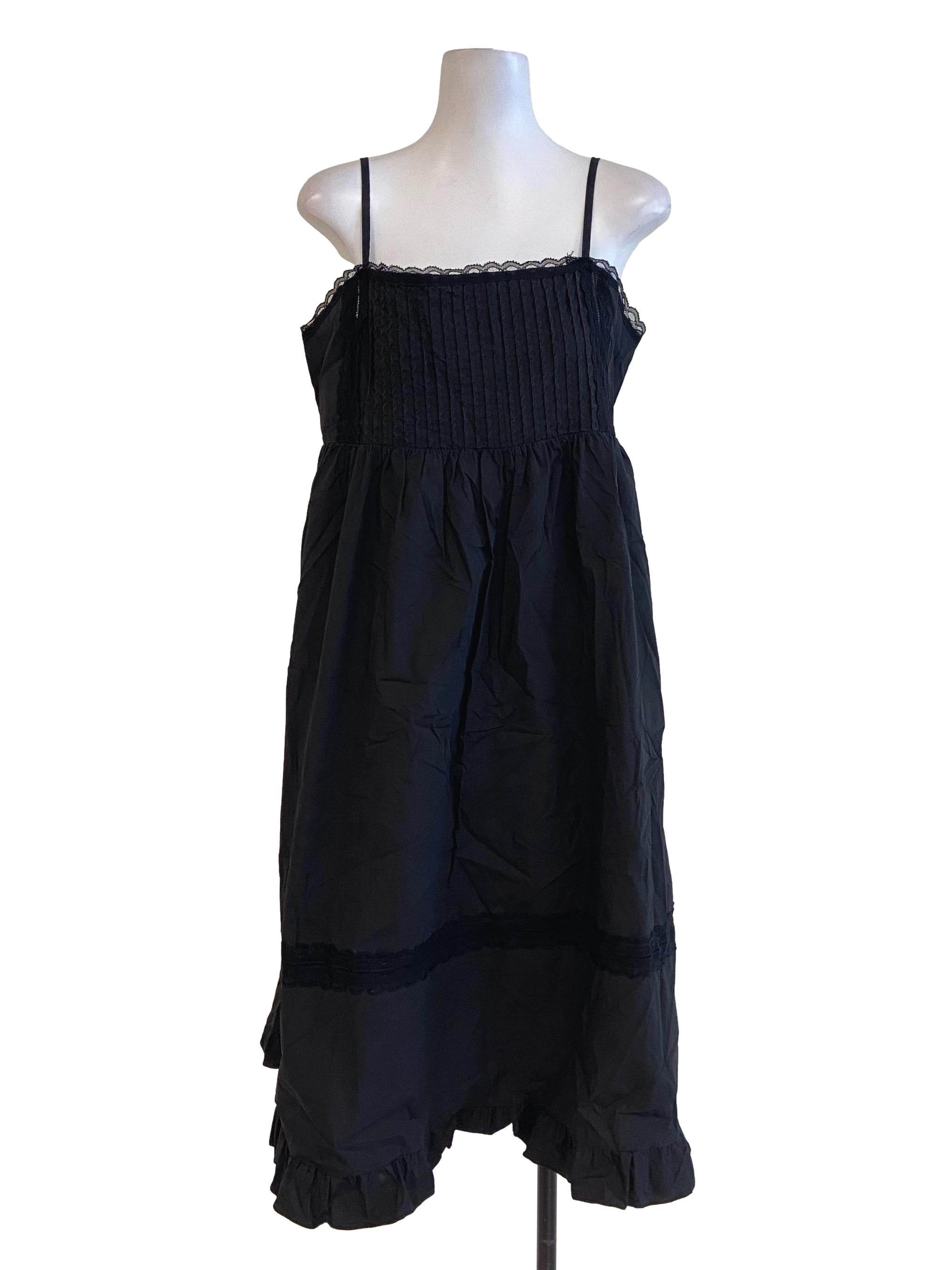Black Spaghetti Strap Apron Dress