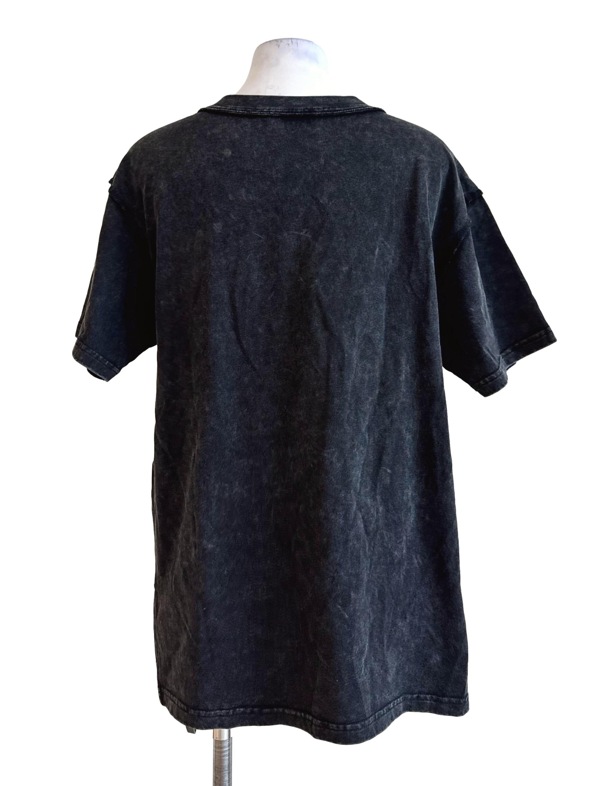 Acid Wash V Neck Top YHF
