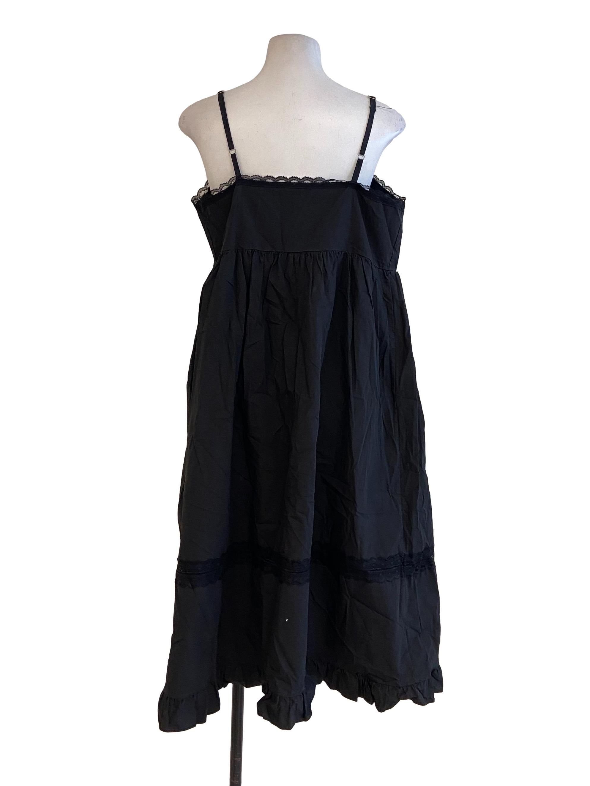 Black Spaghetti Strap Apron Dress