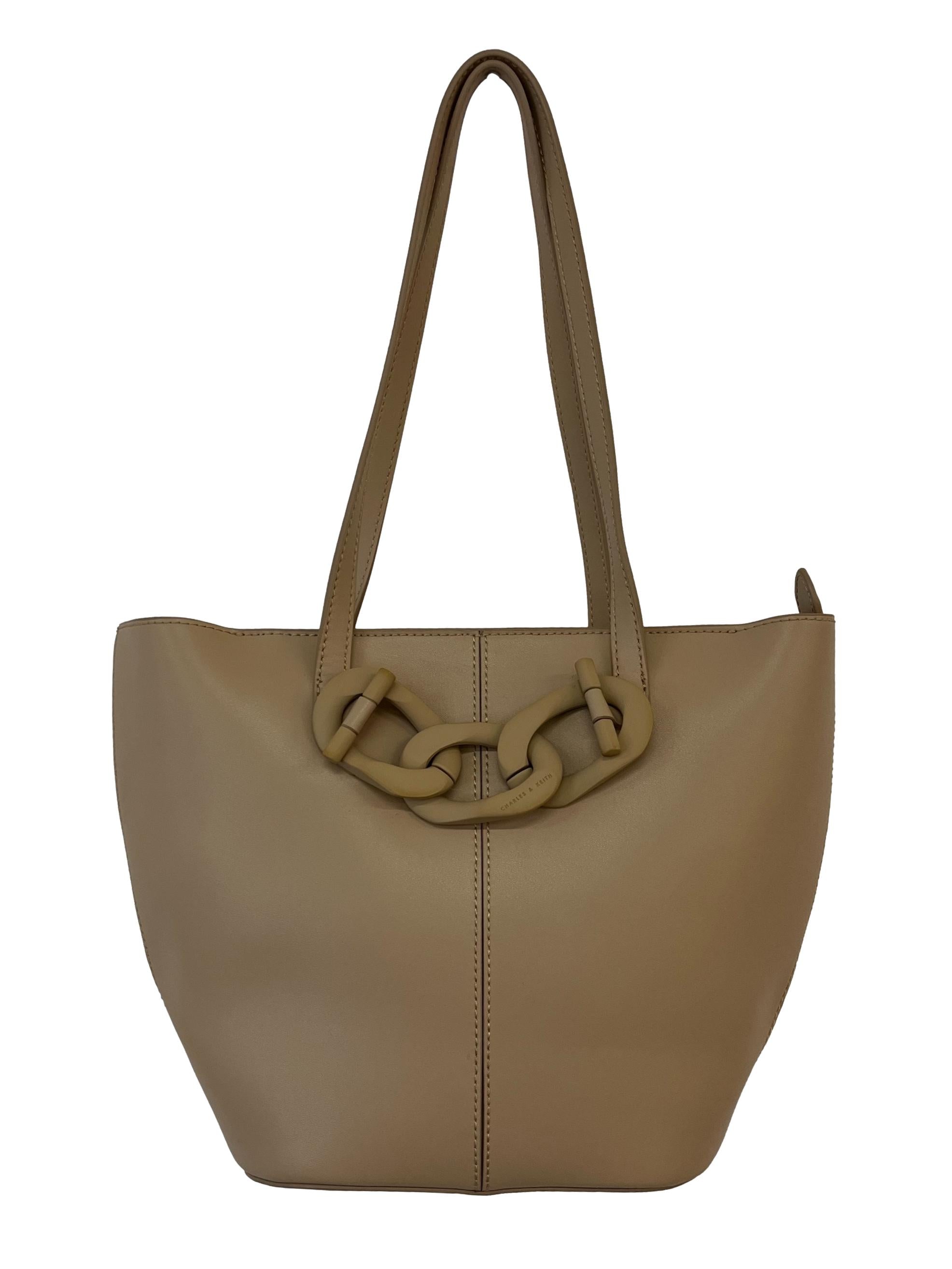 Beige Layla Chain Link Tote Bag