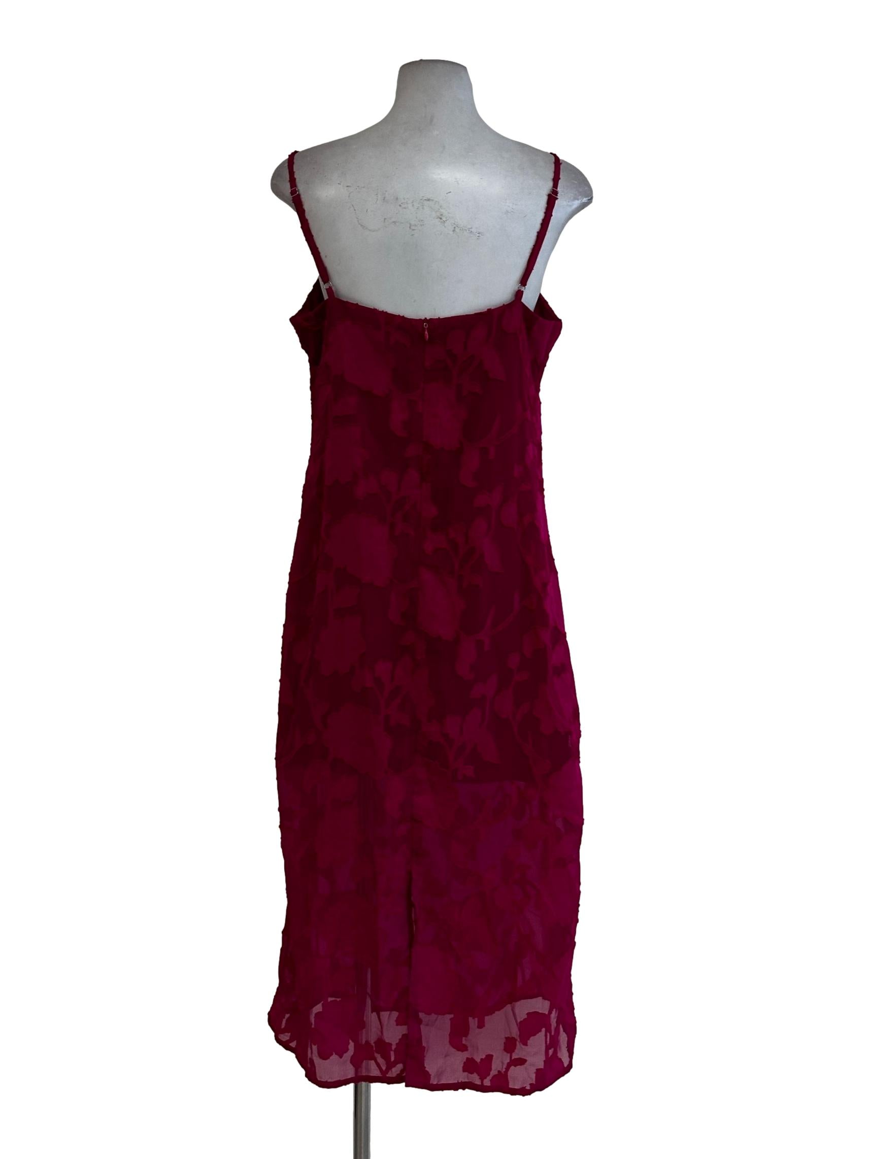 Hot Pink Flower Textured Dress