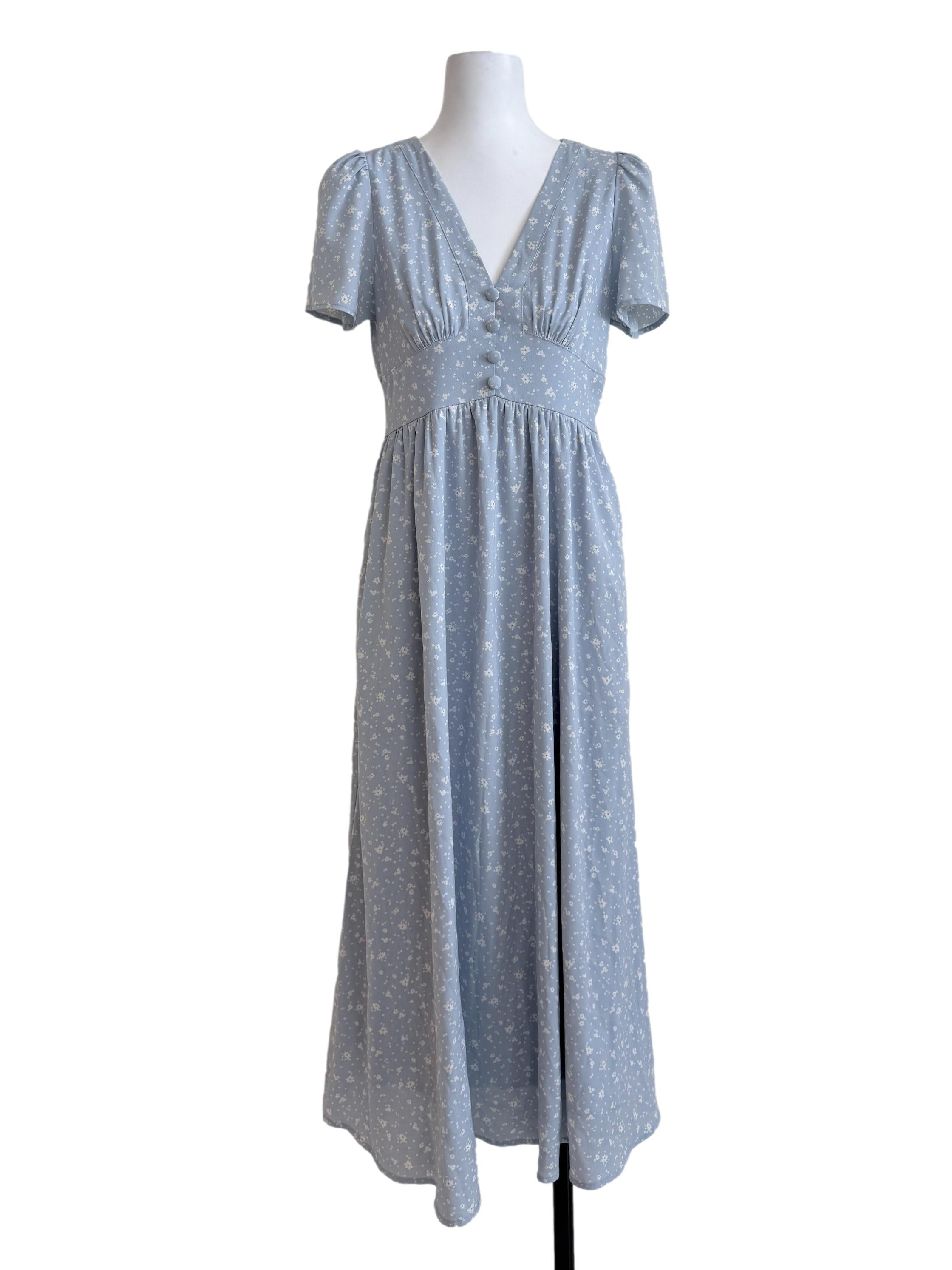 Baby Blue Floral Babydoll Dress